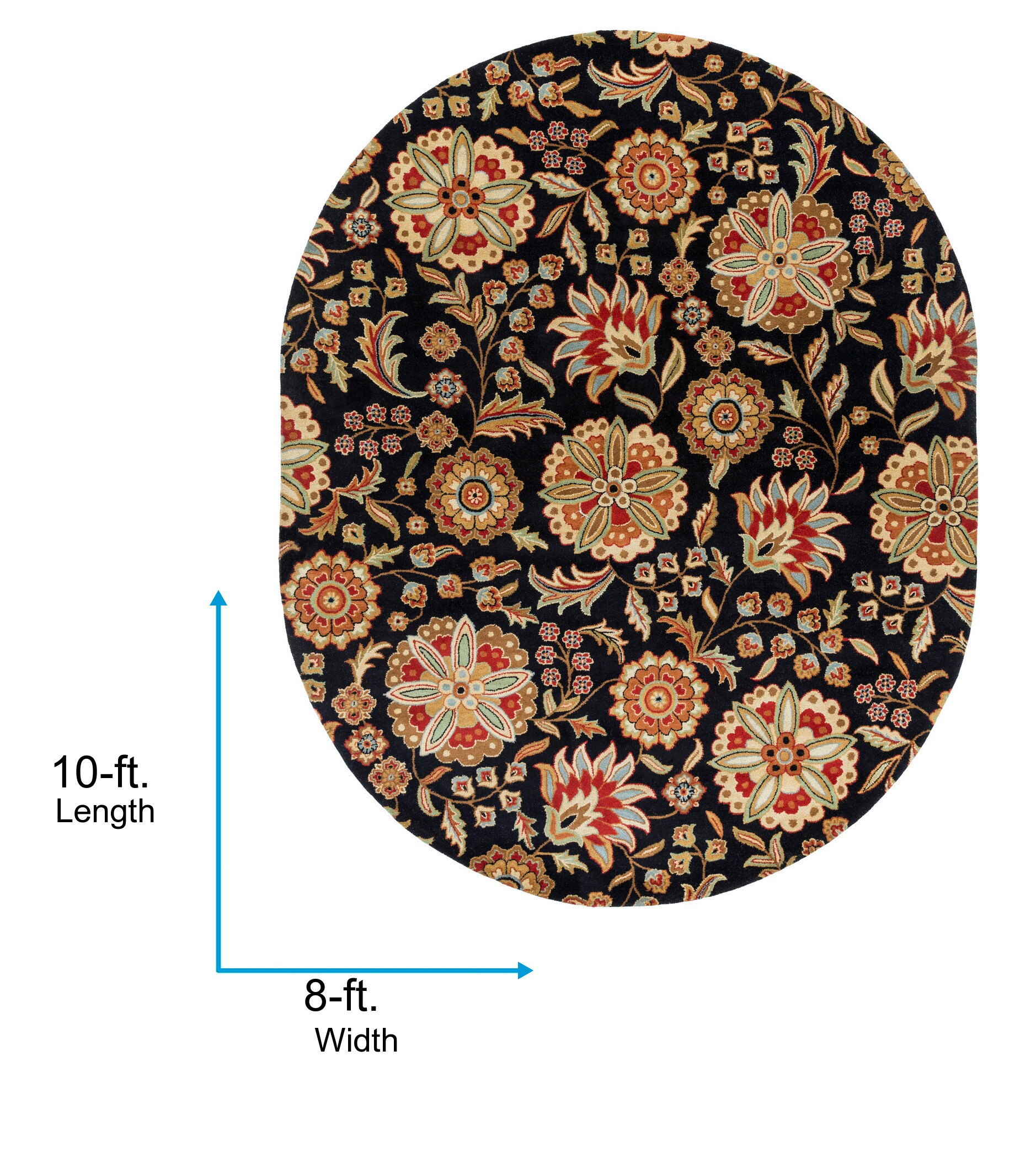 Surya Athena 8 X 10 Wool Black Oval Indoor Floralbotanical Tropical Area Rug At