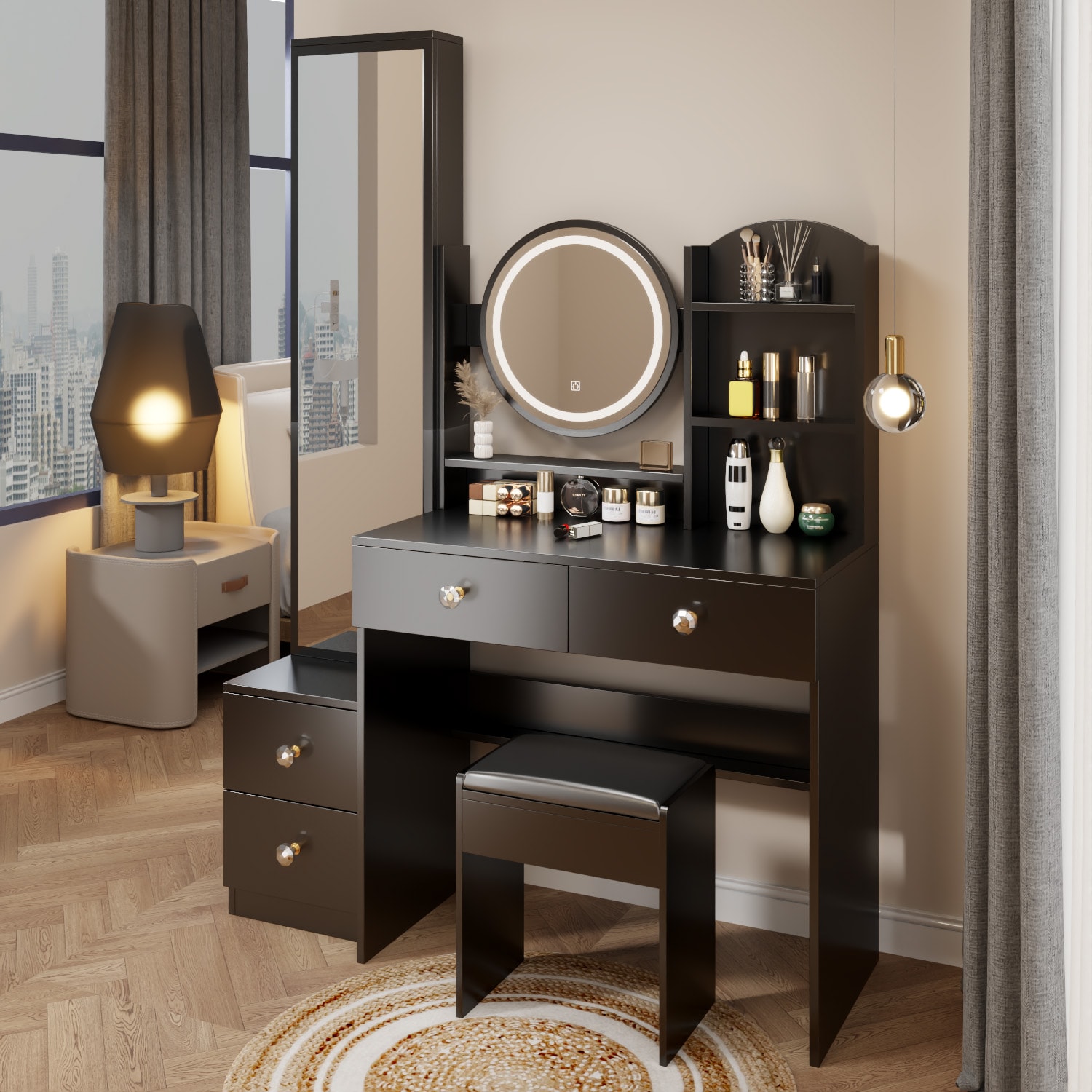 Poly furniture SZT-21 14.26-in Black Makeup Vanity