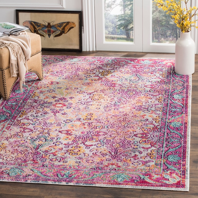 Safavieh Crystal Tristan 5 x 8 Light Blue/Fuchsia Indoor Floral/Botanical Oriental Area Rug Safavieh Crystal Tristan 5 x 8 Light Blue/Fuchsia Indoor Floral/Botanical Oriental Area Rug