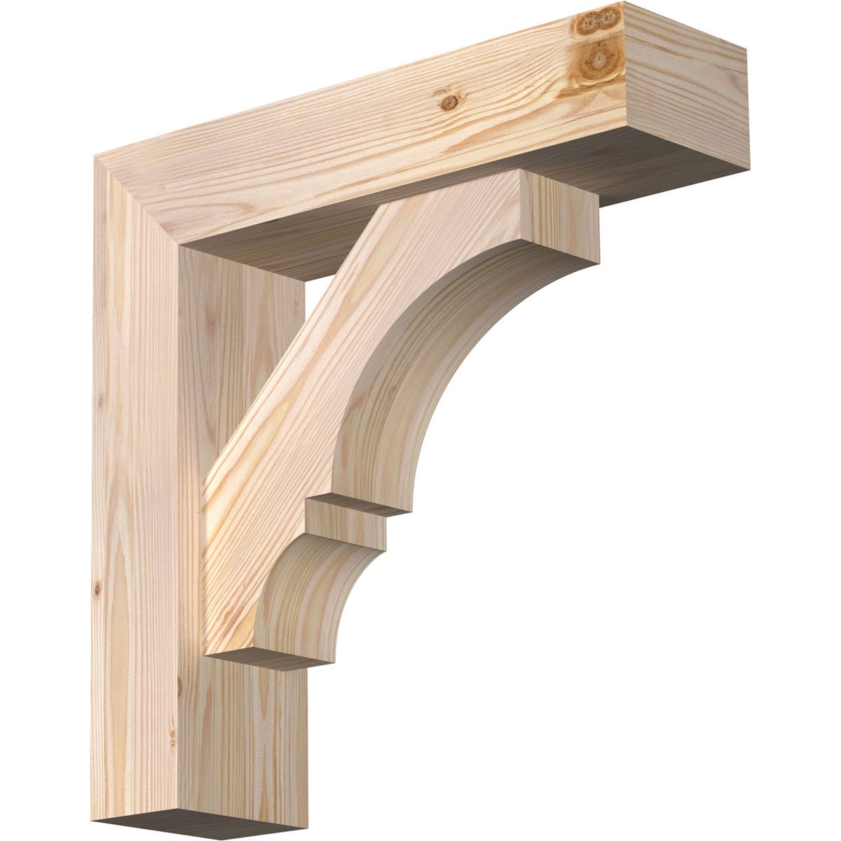 Ekena Millwork 1462137 Balboa block smooth bracket with offset brace Douglas Fir Wood Standard Bracket