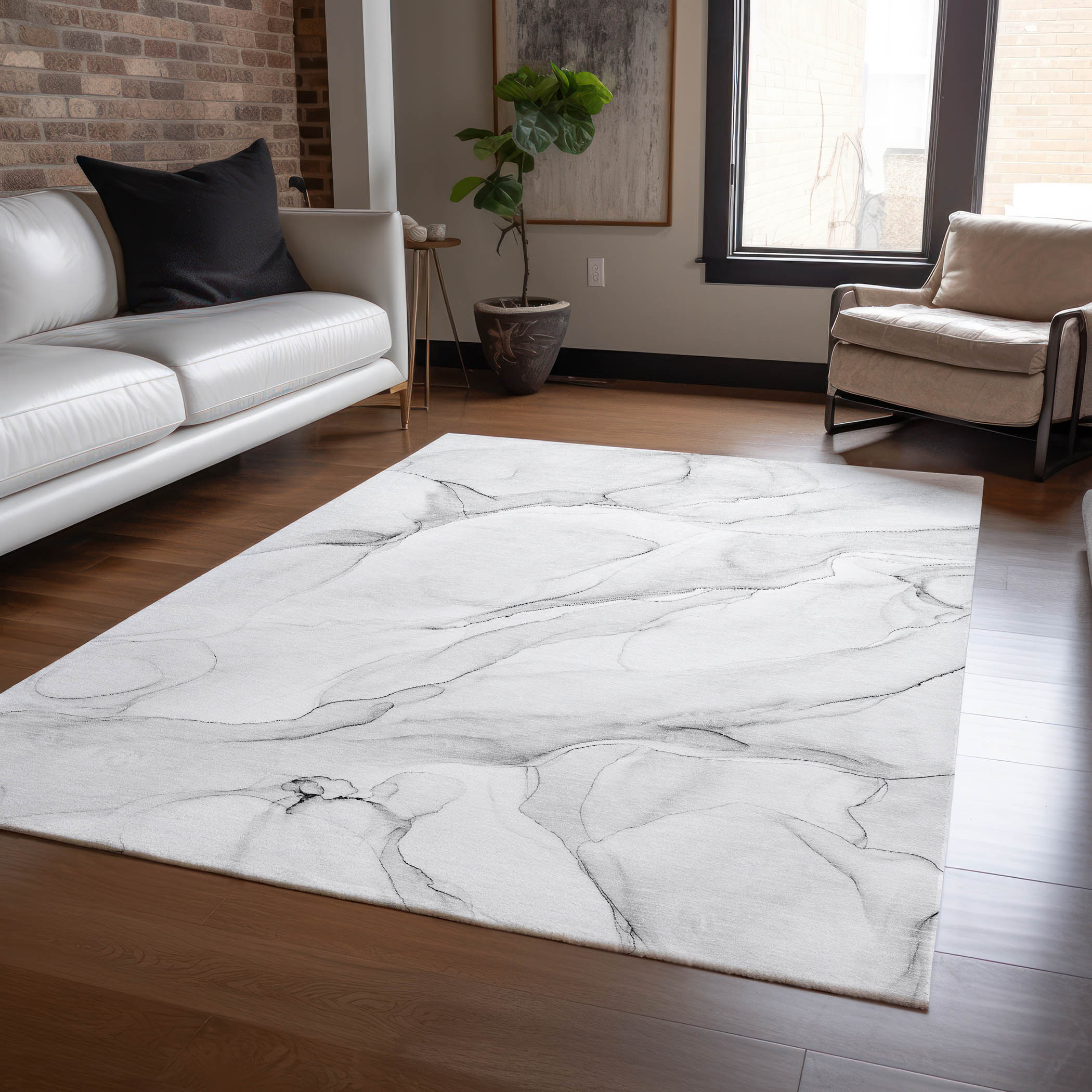 Addison Rugs ACN515GY30X46 Chantille ACN515GY 2 x 3 (ft) Polyester Gray Rectangular Indoor/Outdoor Abstract Machine washable Area rug
