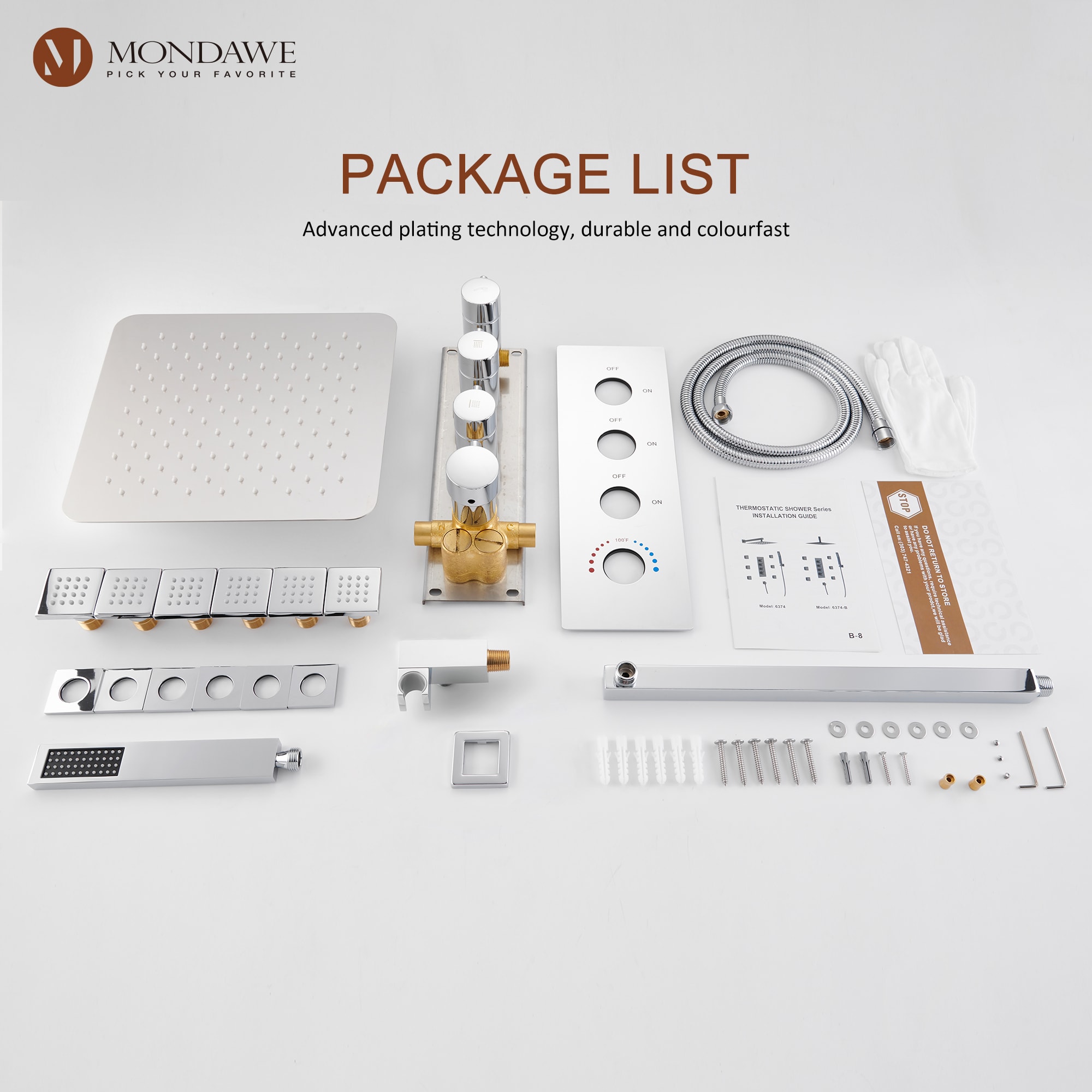 Mondawe WF6310-12CH-WM Showerhead-Bar-Panels - View #10