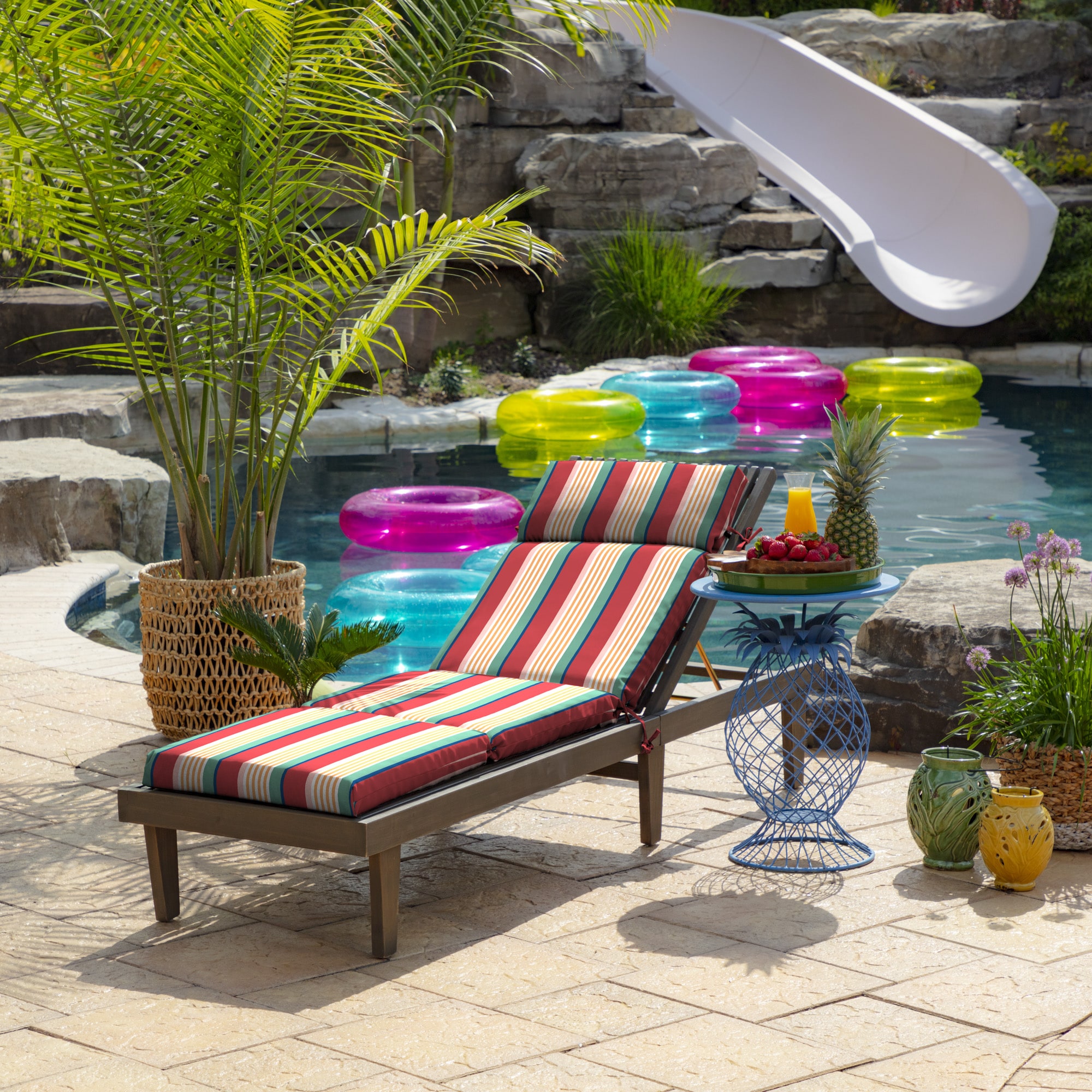 Arden Selections Keeley Stripe Patio Chaise Lounge Chair Cushion at ...