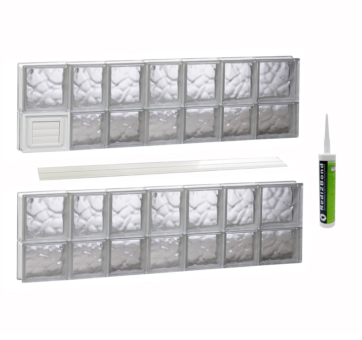 REDI2SET D4628DC Wavy Glass Frameless Replacement Dryer vent Glass Block Window