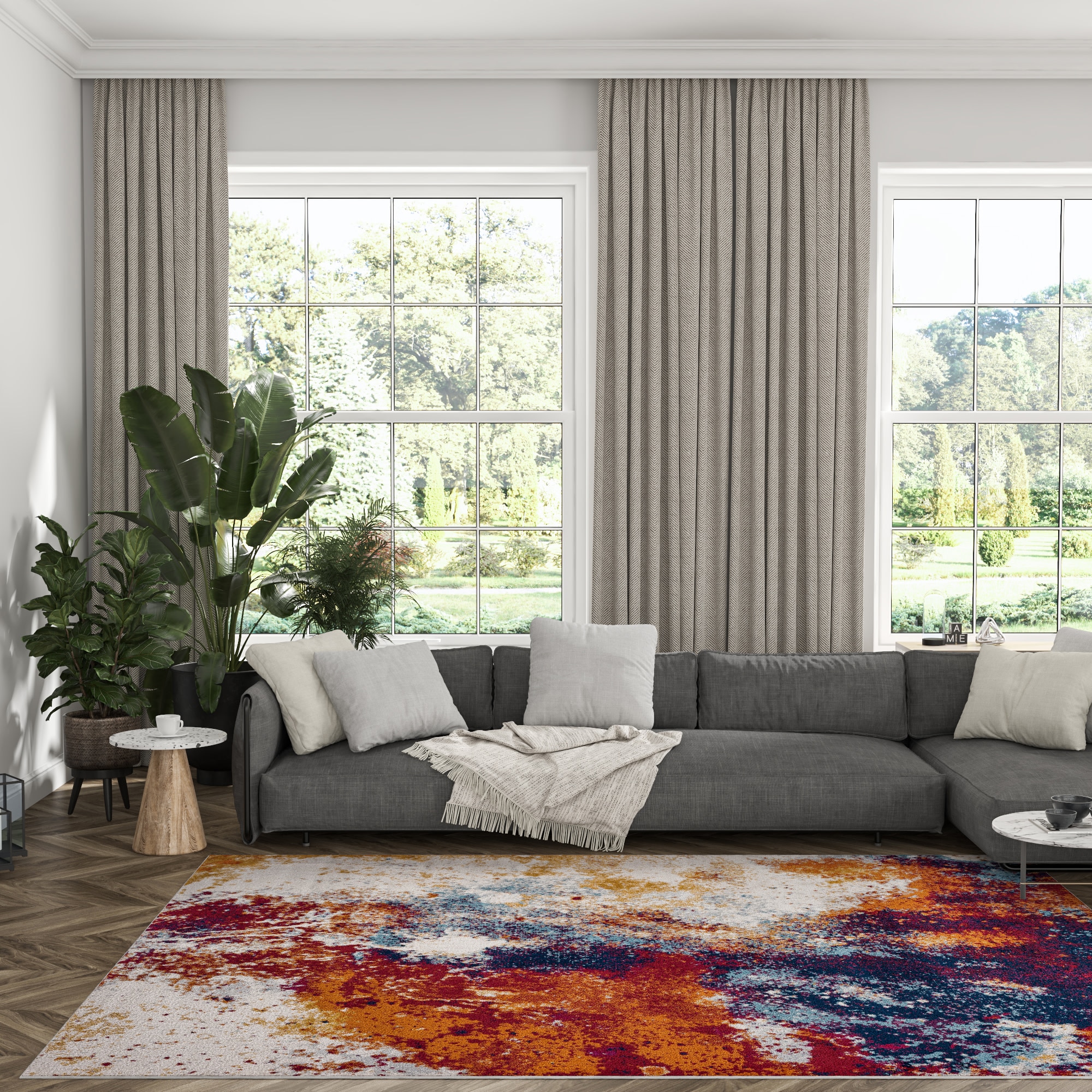 Tayse DIA1600 3X5 Diamond 3 x 5 (ft) Loomed Polypropylene Multi Rectangular Indoor Area rug