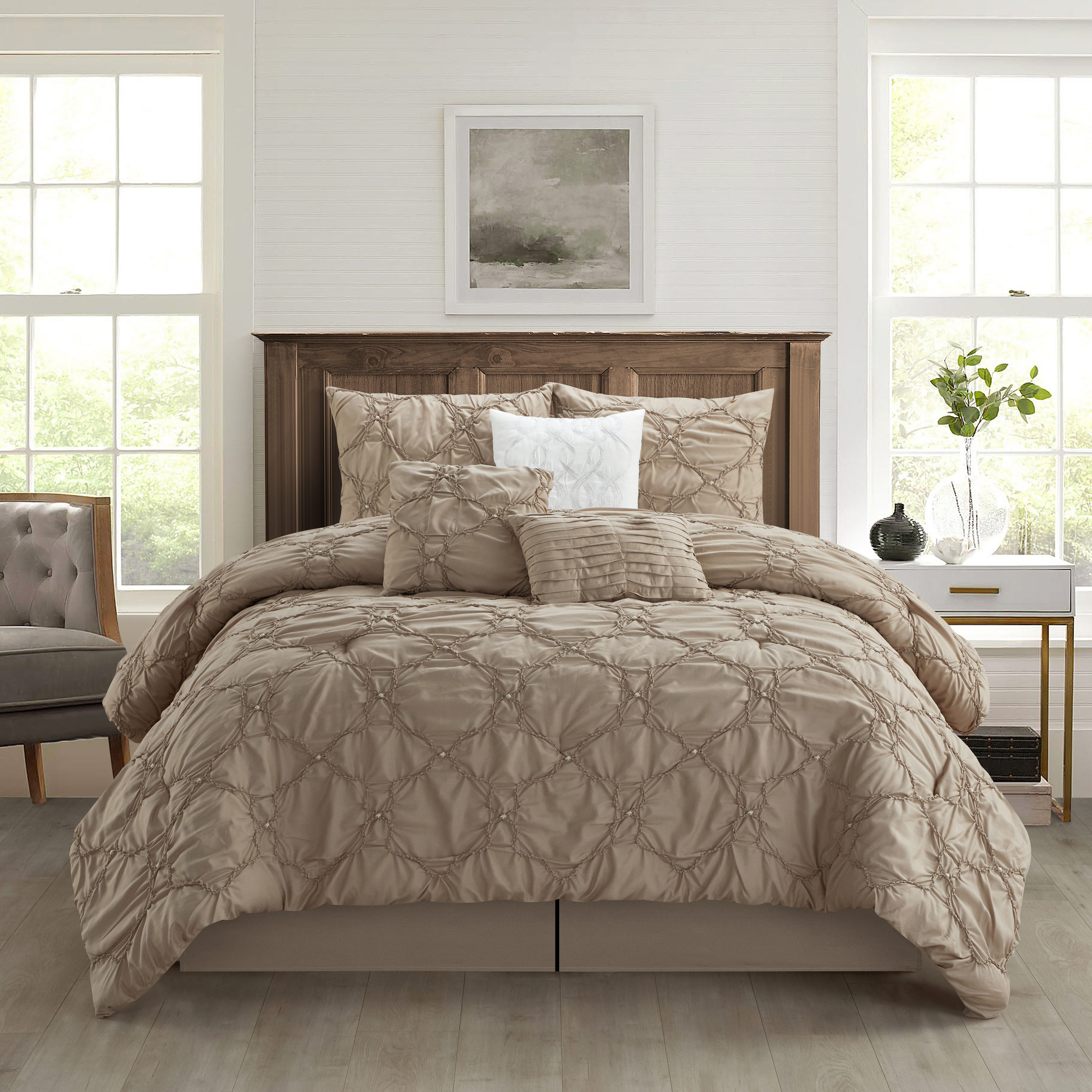 Grand Avenue 10-Piece Taupe/Grey Queen Comforter Set in the Bedding Sets  department at