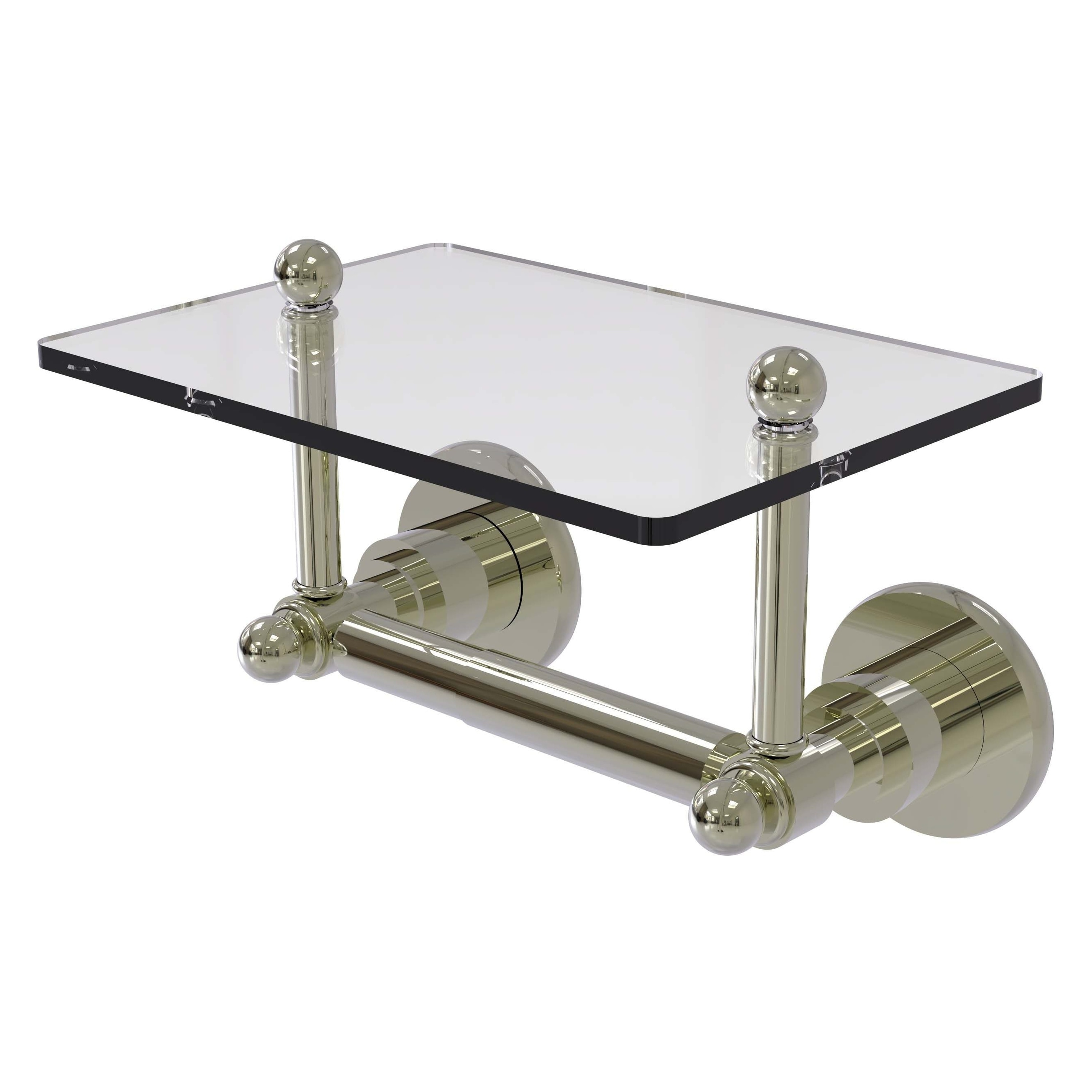 Allied Brass AP-GLT-24-PNI Astor Place Polished Nickel Wall mount Double post Toilet Paper Holder 1 -Rolls with Storage