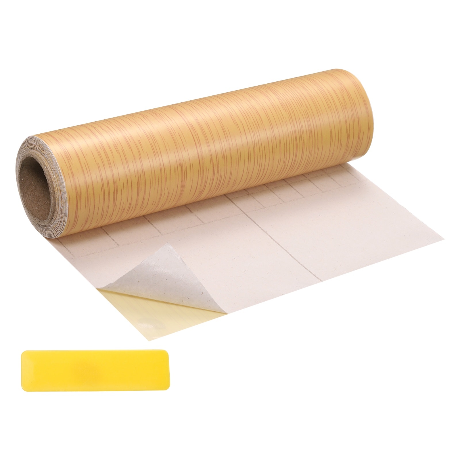 Unique Bargains Wood Tape 6 Inch x 16ft Self-Adhesive Wood Grain Repair Tape Patch with Plastic Scraper for Baseboards Doors Windows Floor Repair and Furniture Renovation Oak Grain