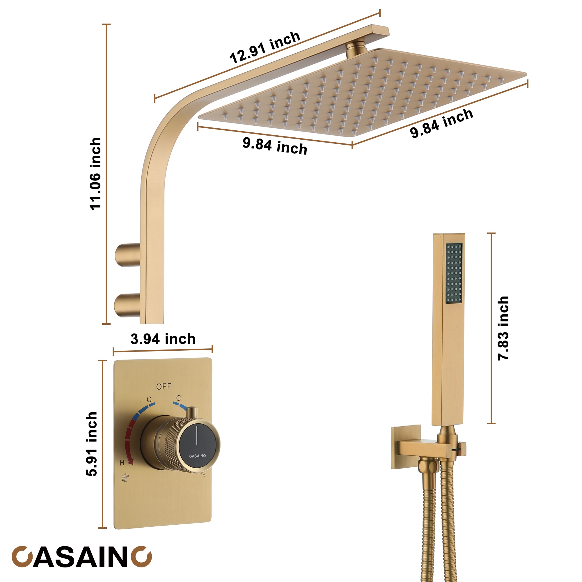 CASAINC MCS18R-10BG Showerhead-Bar-Panels - View #10