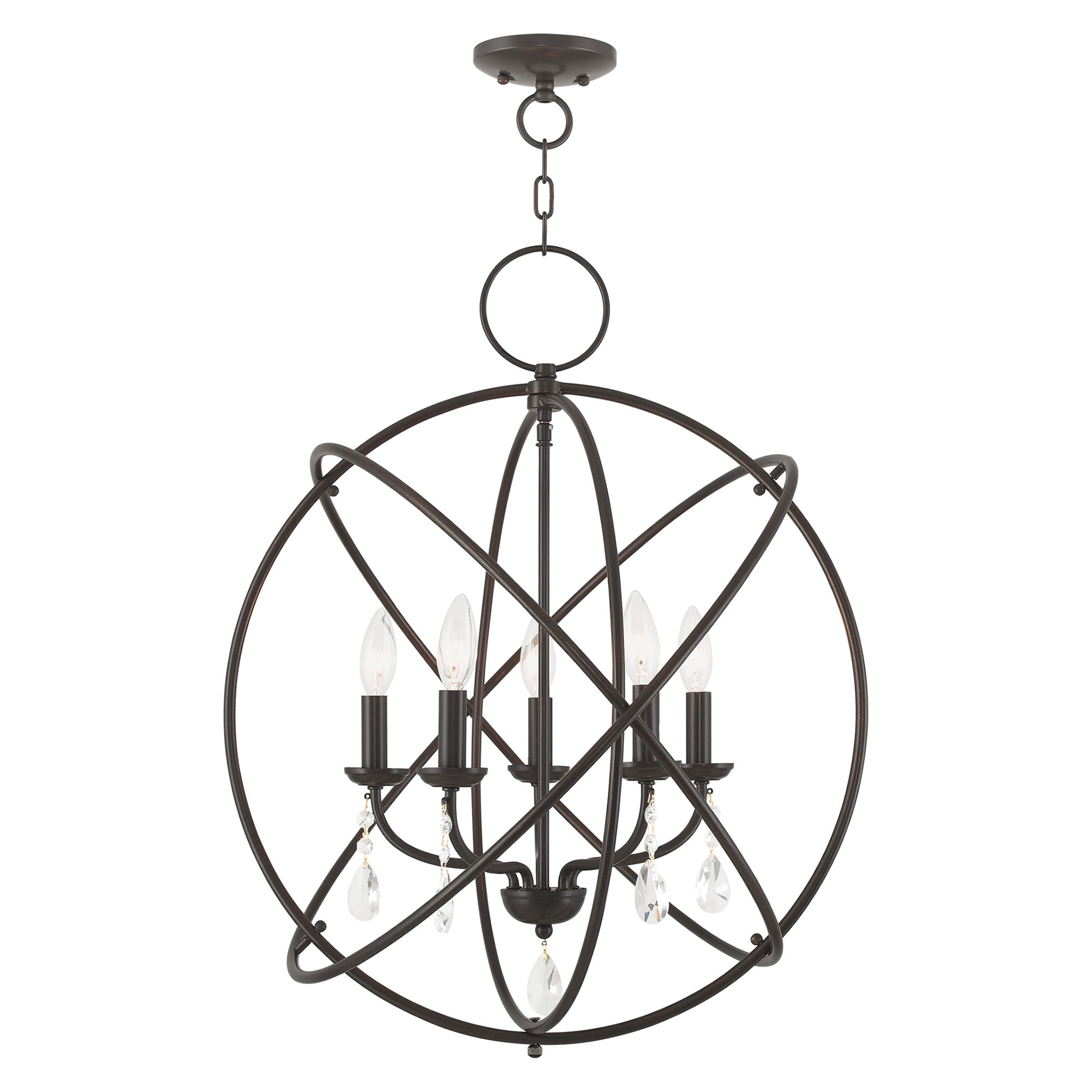 Livex Lighting 40905-92 Aria 5 -Light Matte Bronze Transitional Crystal For Use in Bathrooms, Bedrooms, Dining Rooms, Foyers, Kitchens, Living Rooms Chandelier