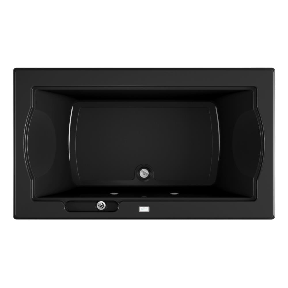 Jacuzzi KM05917 FUZION 42-in x 72-in Black Acrylic Rectangular Drop-in Soaking Bathtub with Drain ( Front center Drain )