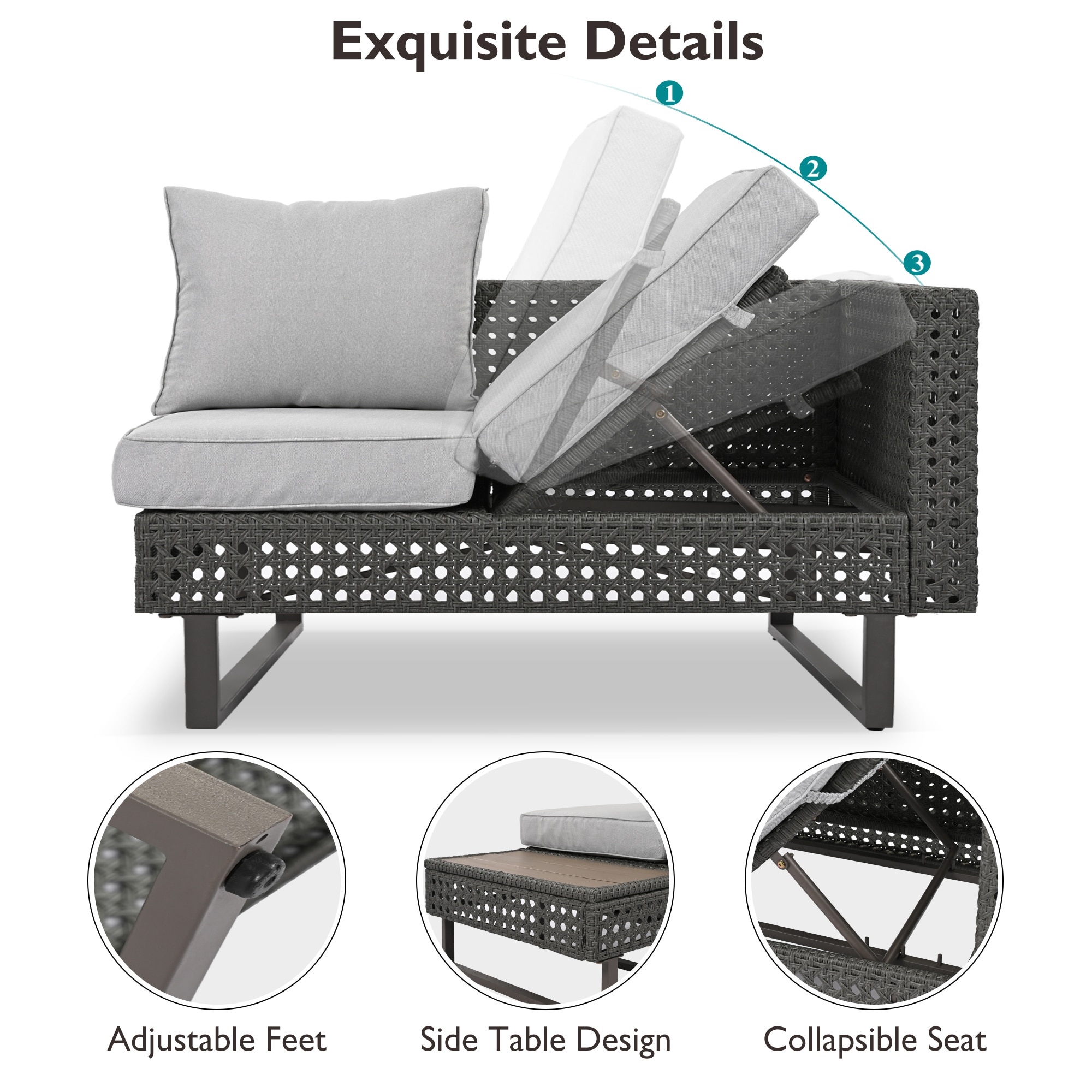 SINOFURN SYB260077GY Patio-Sofas-Daybeds - View #3