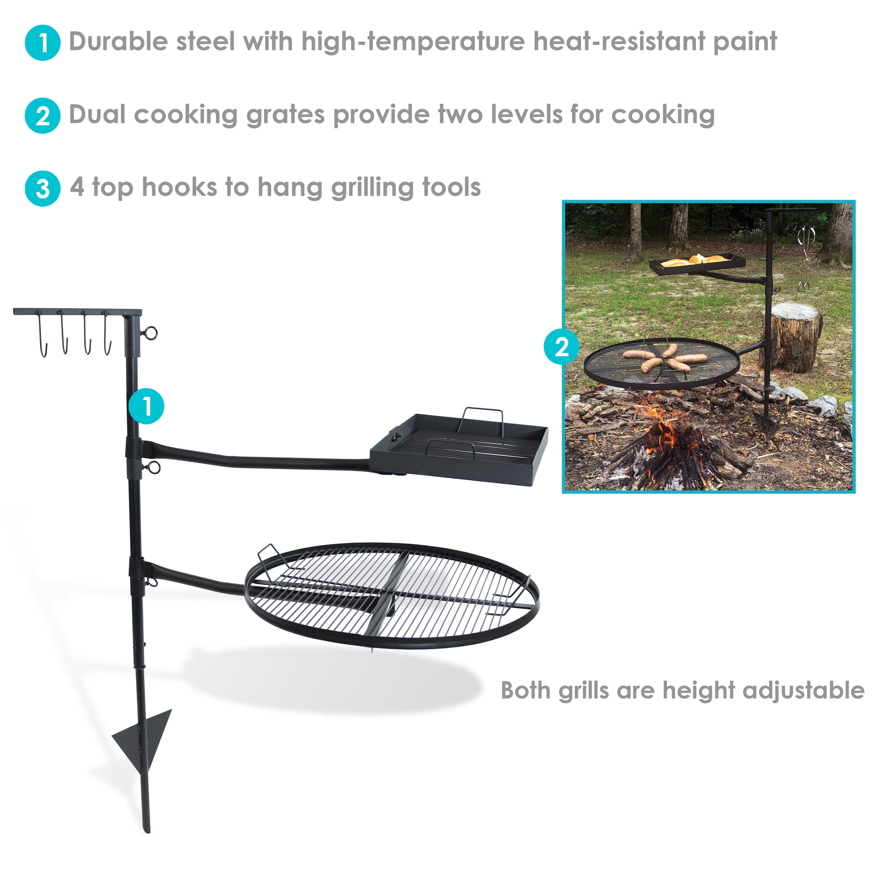 Sunnydaze Decor 22 in. Tripod Outdoor Grilling Set with Cooking Grate  SM-TP22 - The Home Depot