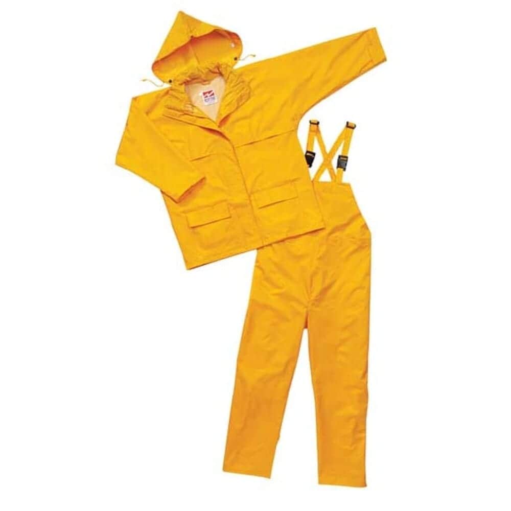 Viking  3-Piece Rainsuit with Detachable Hood Polyester PVC 150 den Thick Detachable Yellow 2XL
