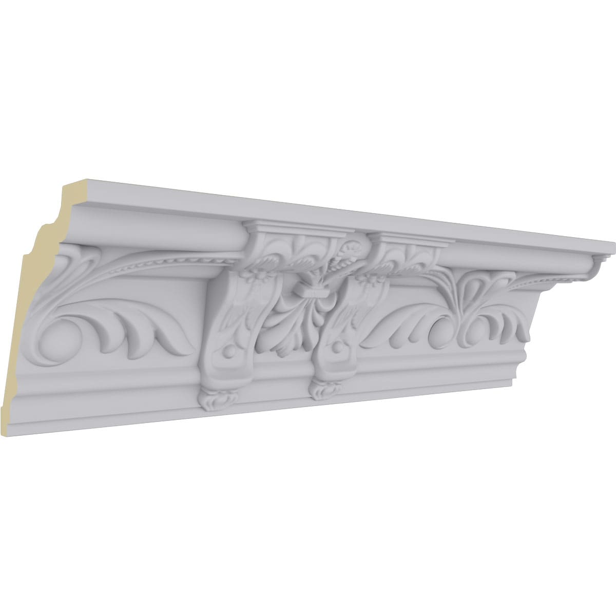 Elegant White Polyurethane Crown Moulding with Ornate Design
