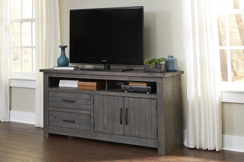 Progressive Furniture E636-64 Nest Transitional Distressed Dark Gray TV Stand (Accommodates TVs up to 70-in)