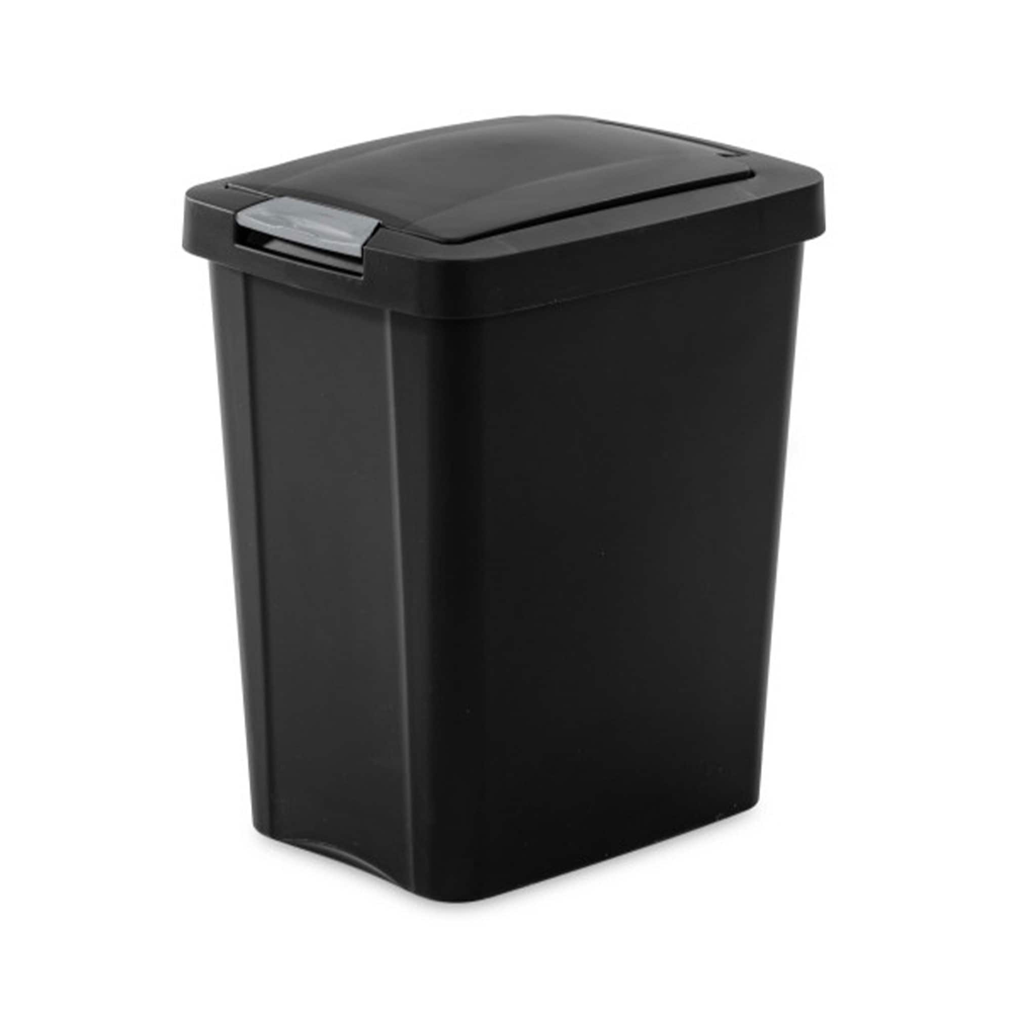 Sterilite 178108 7.5 Gallon TouchTop Wastebasket Trash Can with Latch  4 Pack  Black