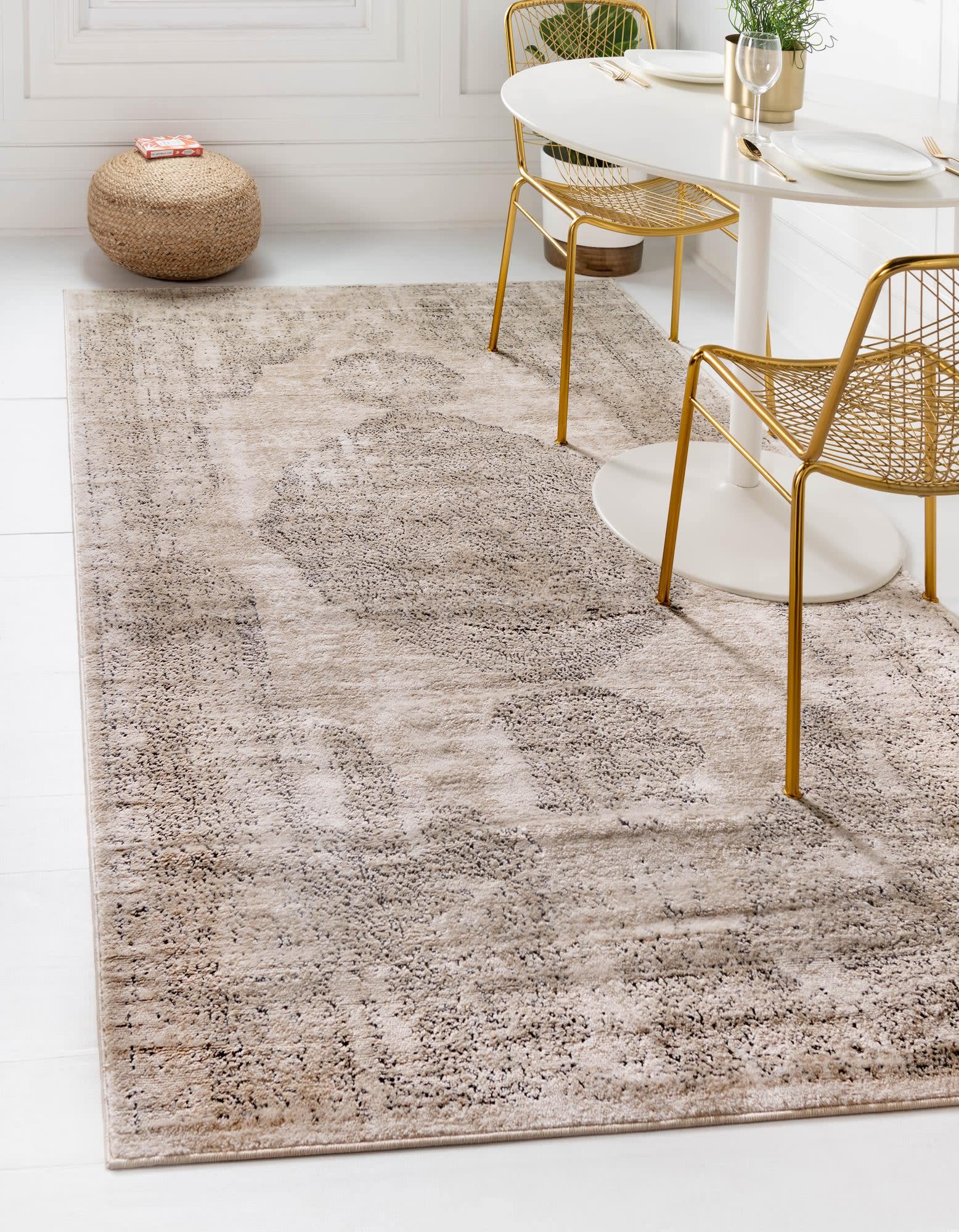 Unique Loom 3147366 Portland 5 x 8 (ft) Loomed Polypropylene Ivory Rectangular Indoor Medallion Area rug