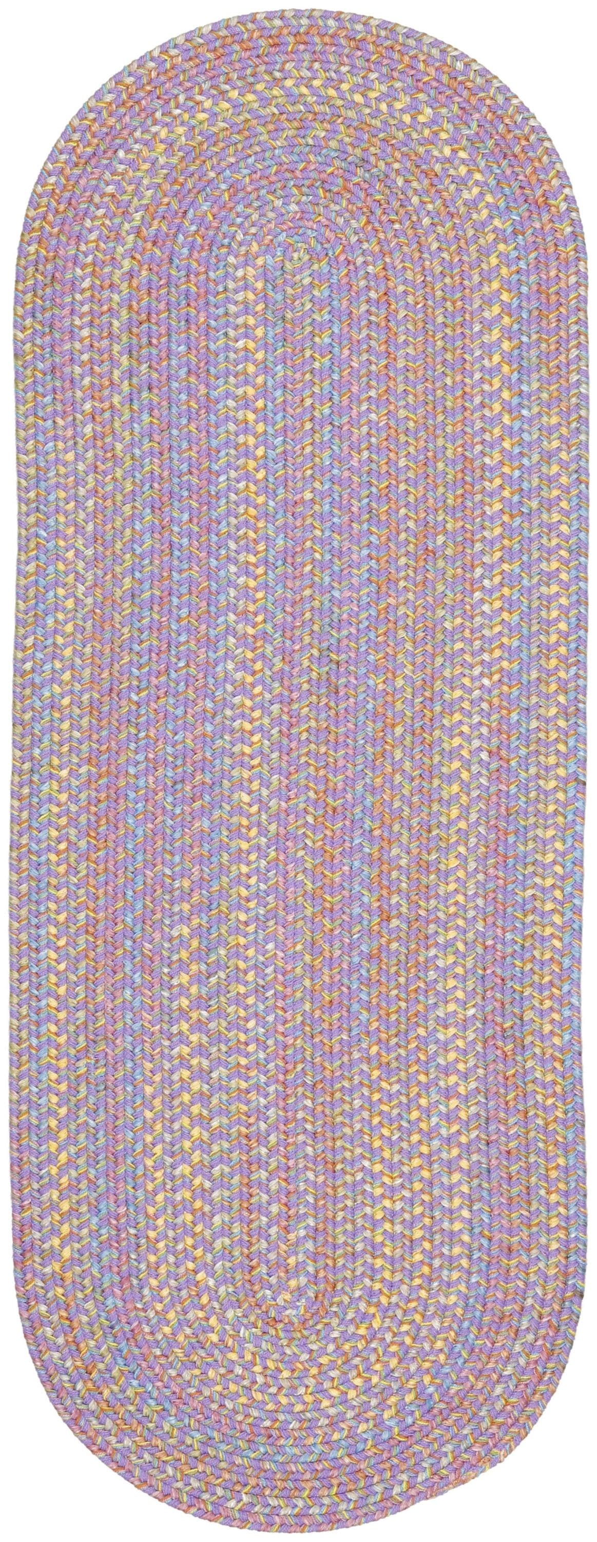 Rhody Rug PT15R024X096 2 x 8 (ft) Braided Polypropylene Violet Oval Indoor/Outdoor Geometric Area rug