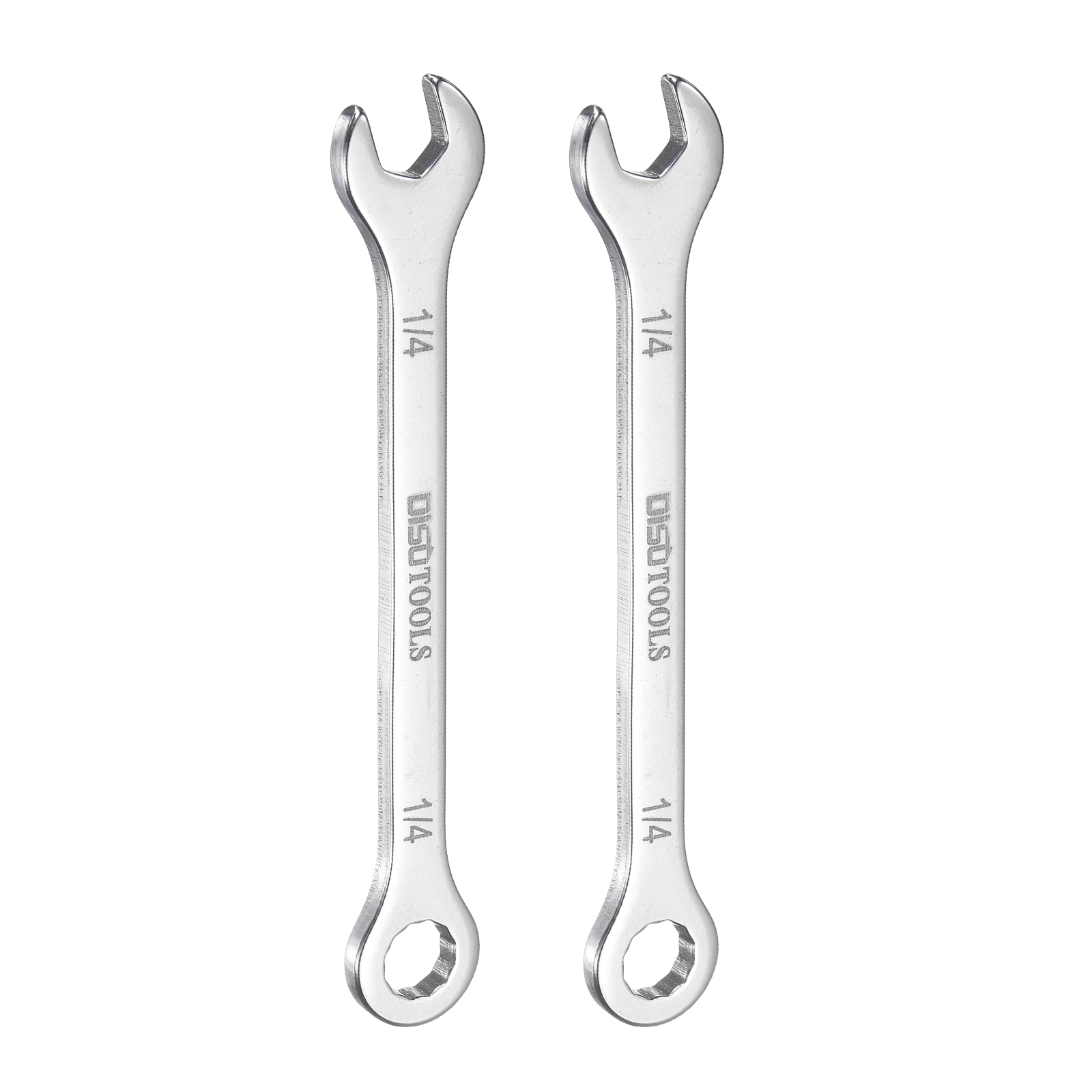 Harfington 2pcs Thin Combination Wrench 1/4 Inch 30Cr13 Stainless Steel Quenching Polish Mini Combination Spanner with Offset 12-Point Box End and 15 Degree Angled Open End for Auto Repairs #S26030900UX1718
