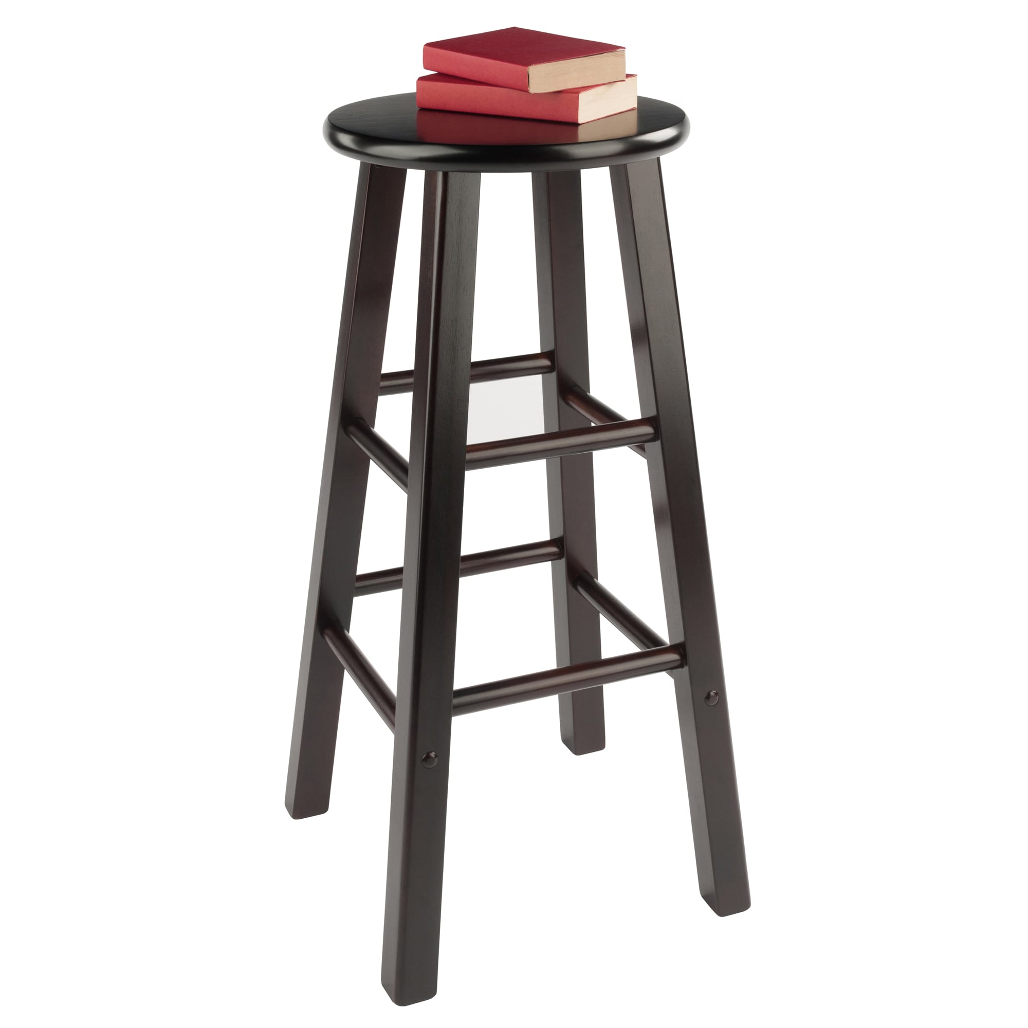Espresso Industrial Solid Wood Bar Stools Set of 2