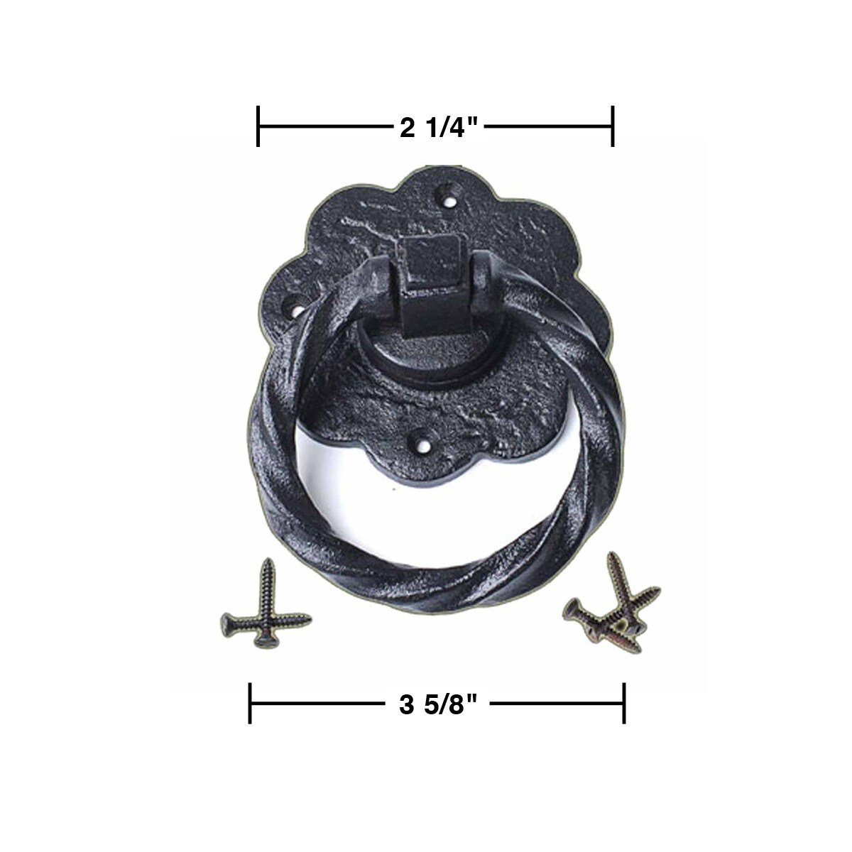 Black Wrought Iron Flower Style Ring Pull Handles Pack of 2