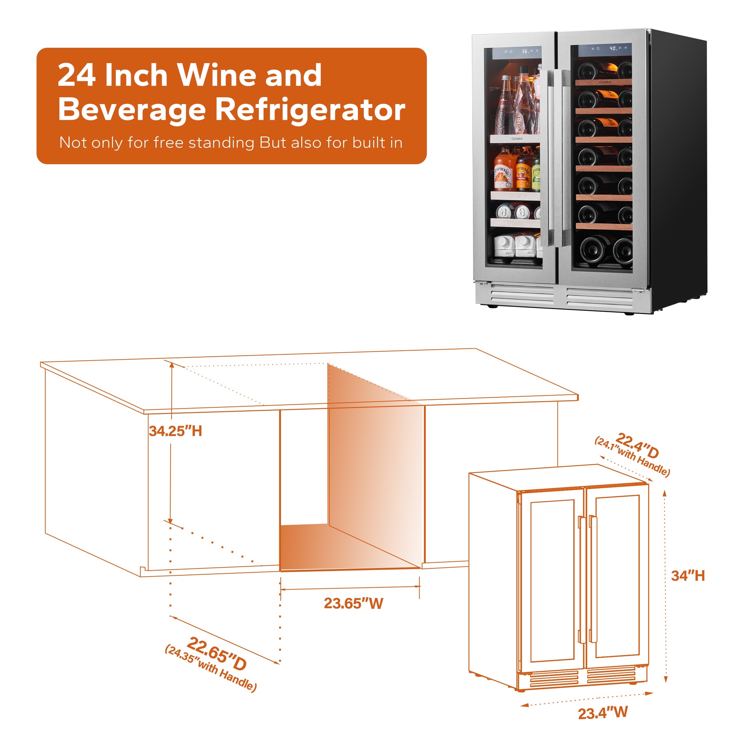 COOLHOME Beverage Refrigerator and Cooler - 85 Can Mini Fridge with Glass  Door and Adjustable Removable Shelves for Soda Beer or Wine - Small Drink  Dispenser Ma…