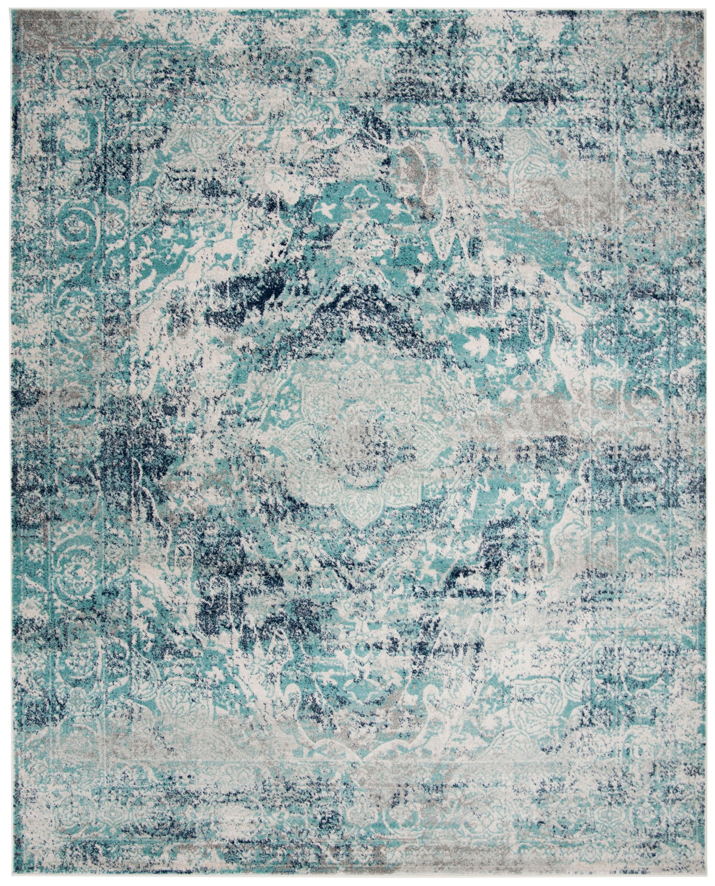 Chic Metro-Mod Ivory/Blue Synthetic 9' x 12' Area Rug