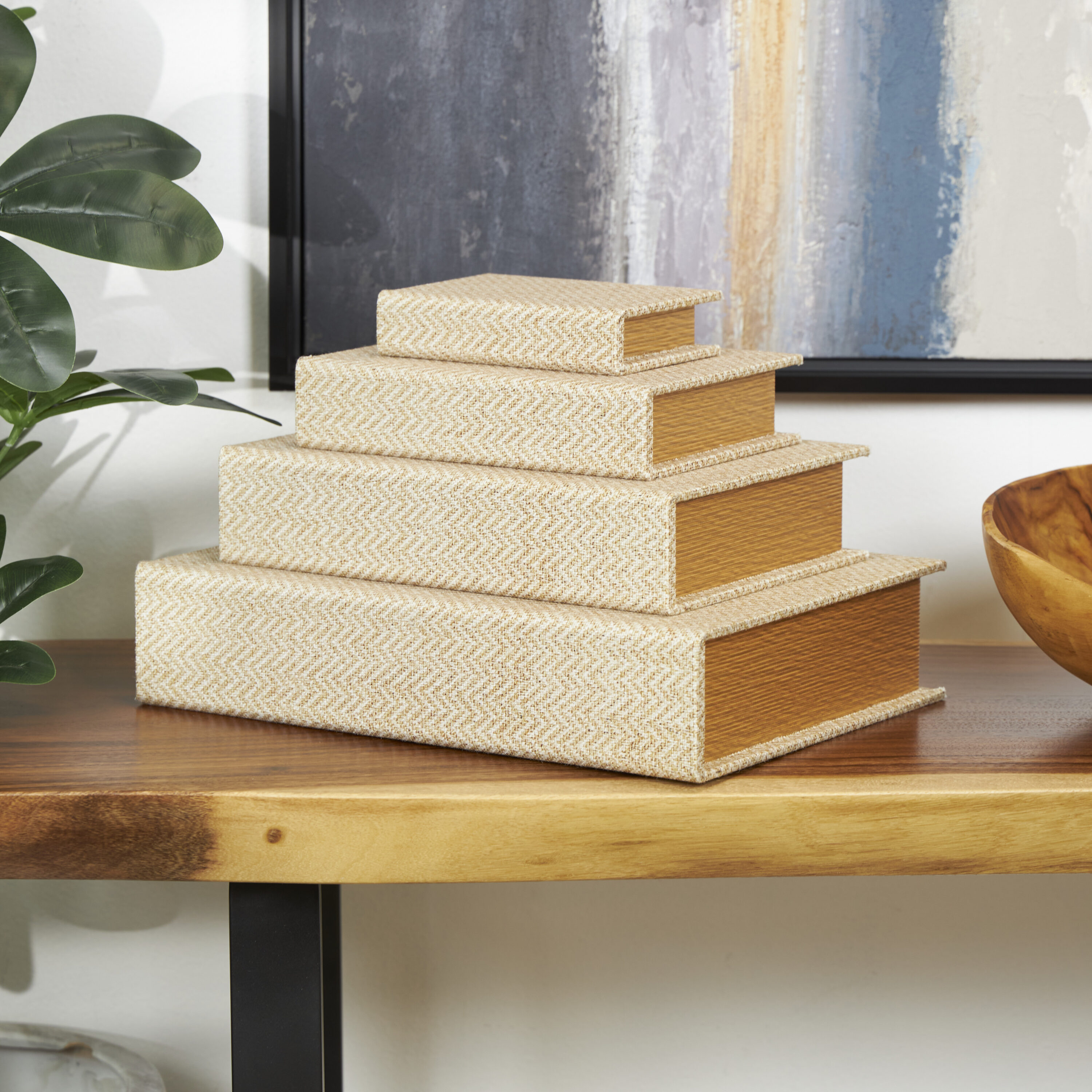 Grayson Lane 821658 4 -Pack Off-white MDF Modern Decorative box
