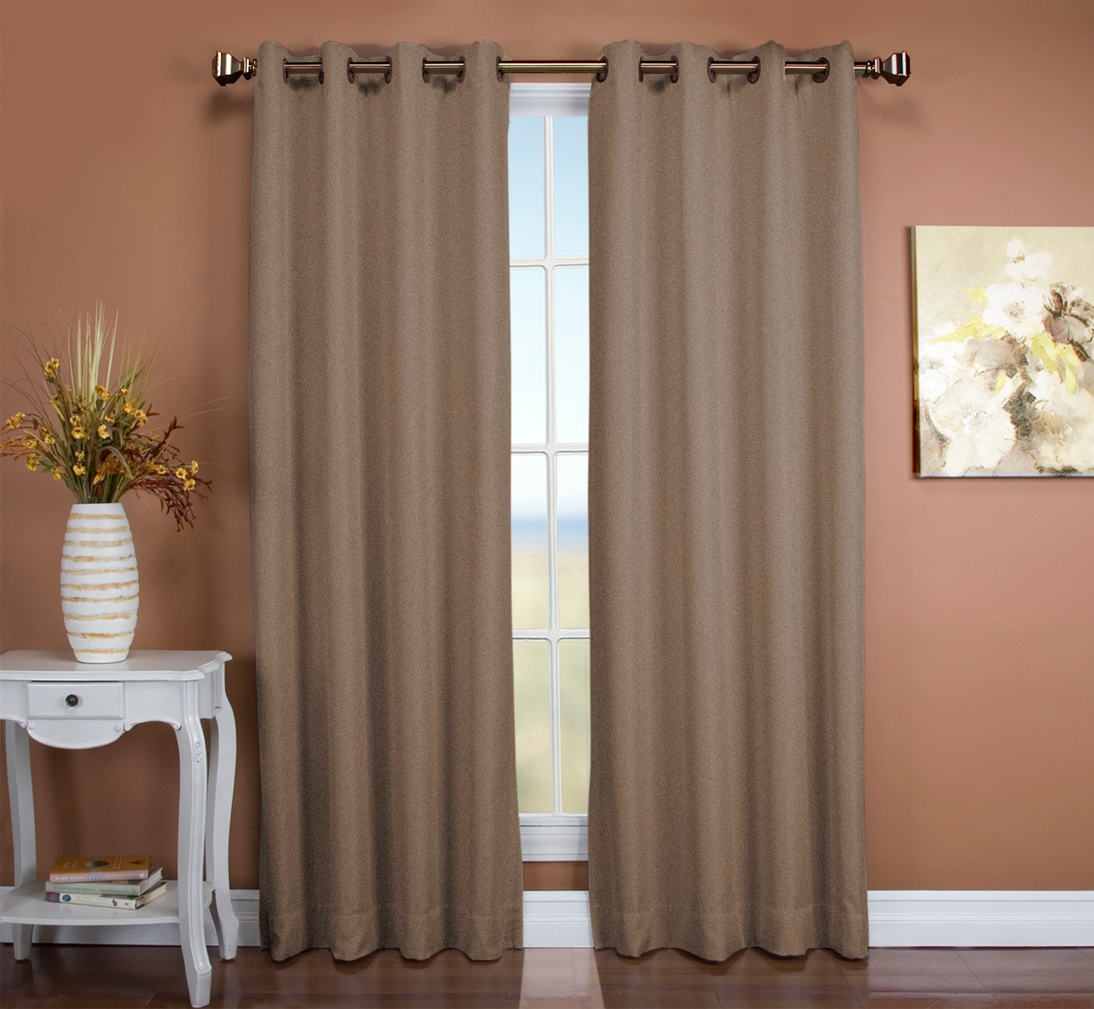 Ricardo Trading 02518-79-063-13 63-Inches Driftwood Blackout Grommet Single curtain panel