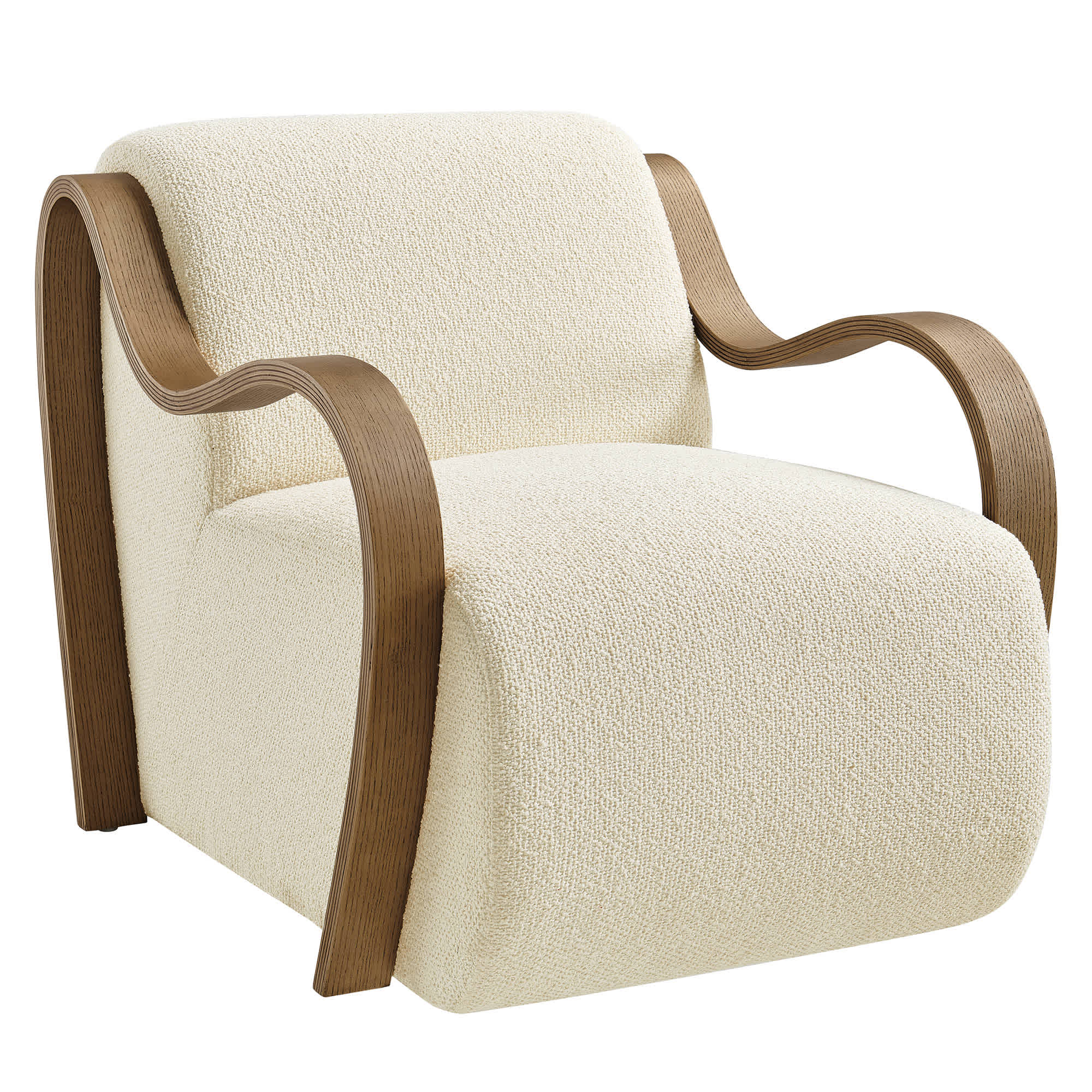  Atrium Lattice Boucle Accent Armchair in Cream