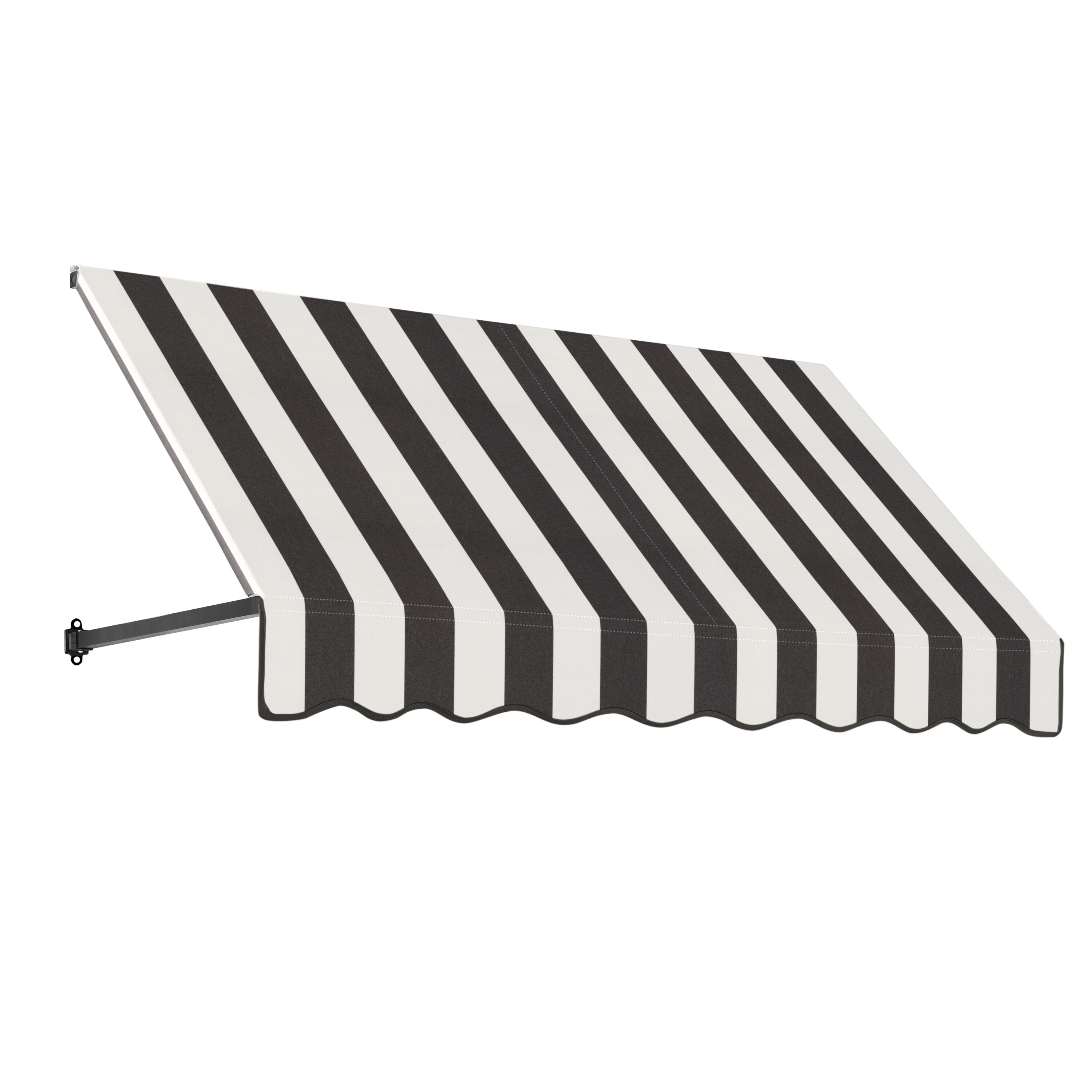 Awntech ER1030-L-8KW Dallas Retro 100.5-in Wide x 30-in Projection x 16-in Height Fabric Black/White Stripe Striped Fixed Window/Door Awning