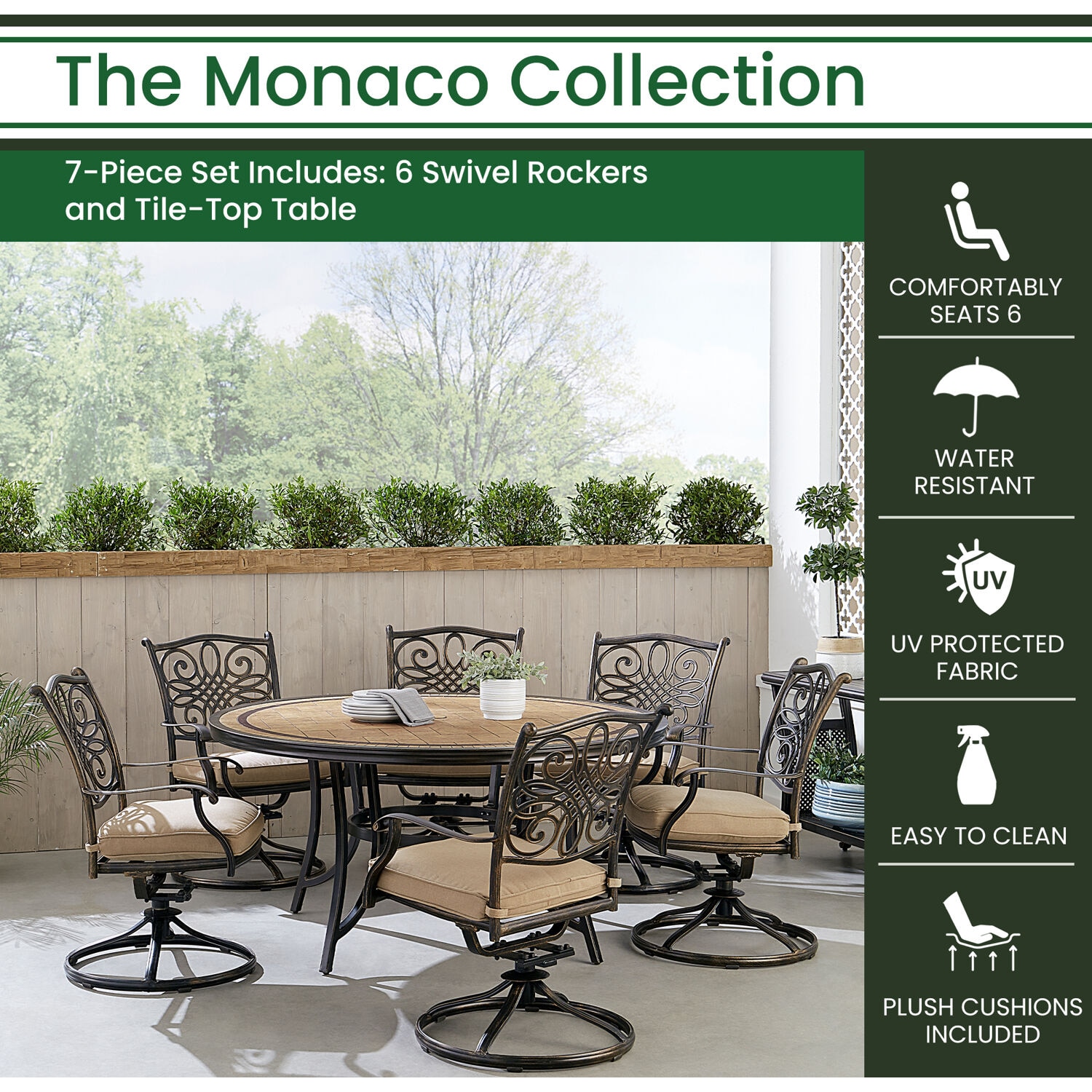 Hanover MONDN7PCSW6RDTLCTAN Patio-Dining-Sets - View #2