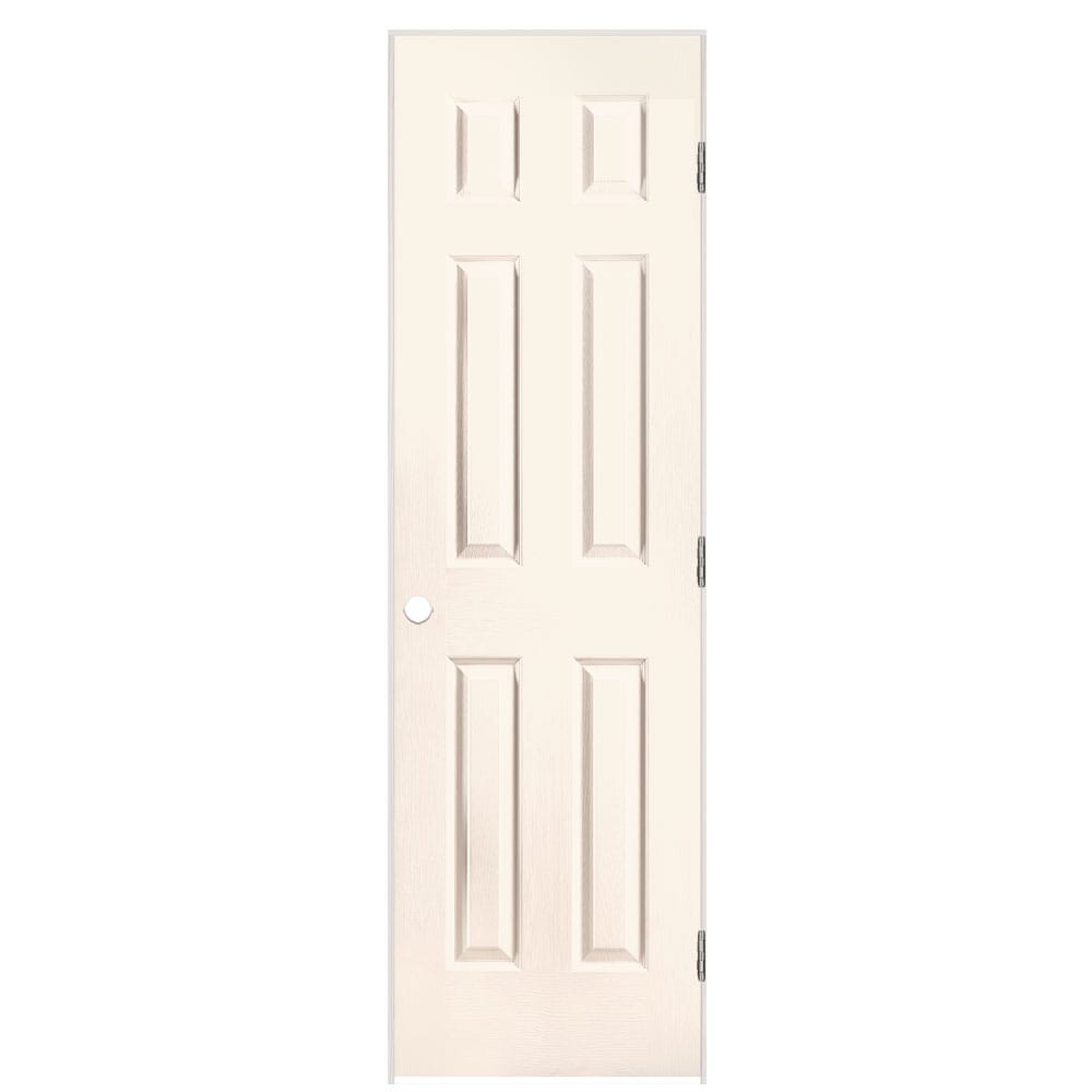 Masonite 1316908 24-in x 80-in Moonglow Solid core 6-panel Left hand Textured Prefinished Molded composite Flat Jamb Single Prehung Interior Door