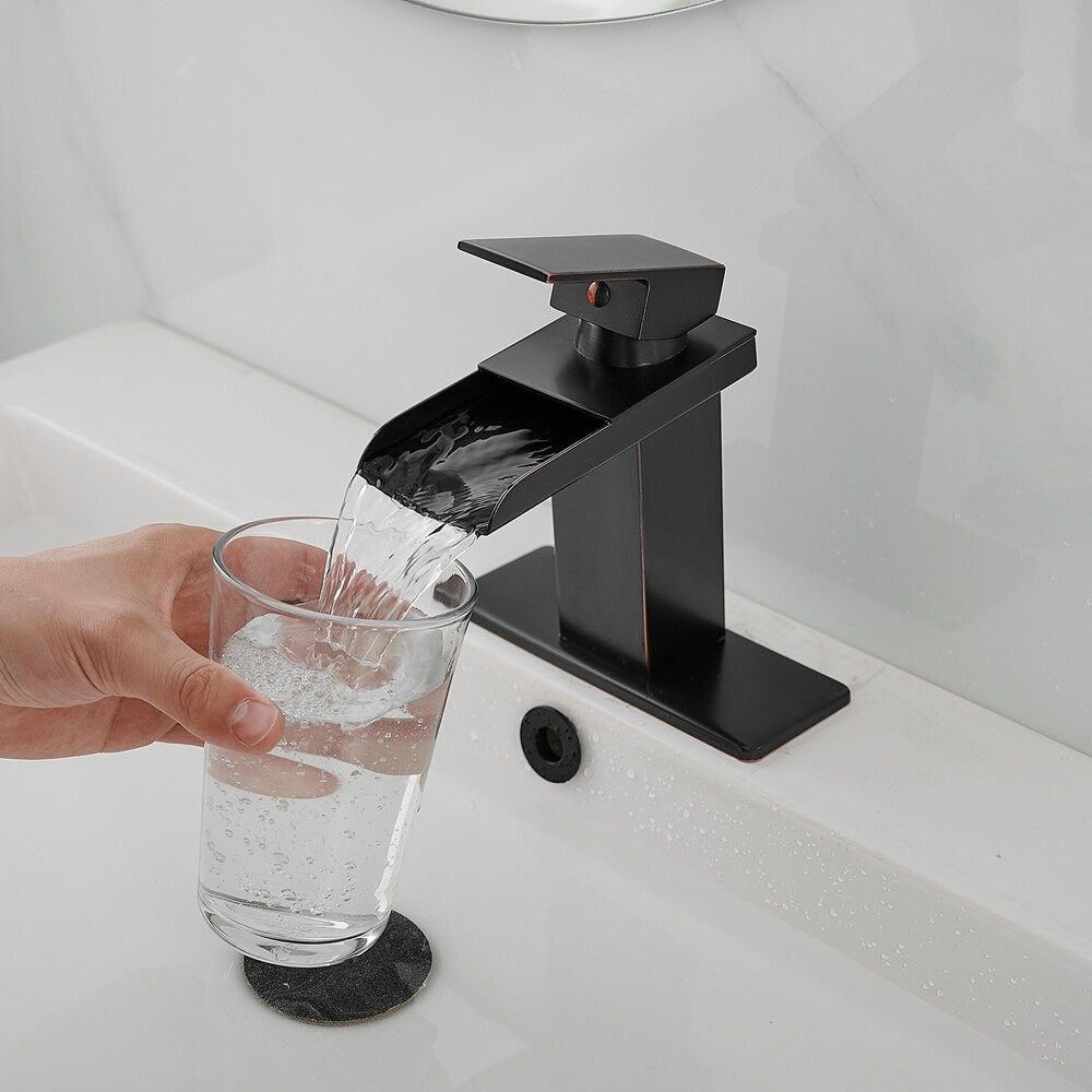 Oil-Rubbed Bronze Single-Handle Waterfall Bathroom Faucet