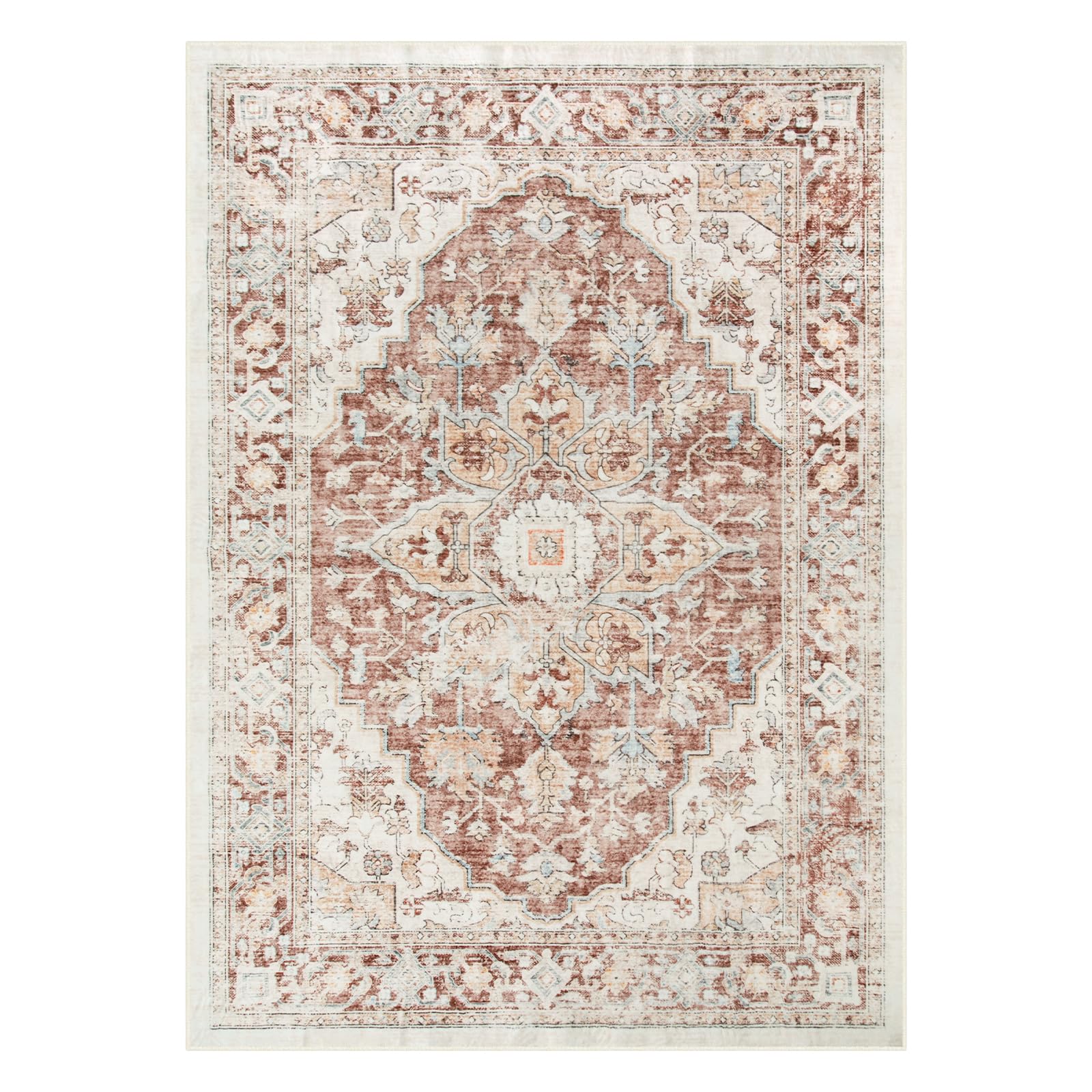 Lahome AR-DYRZP-010-P1 5 x 7 (ft) Pink Large Floral Border Contrast Short Pile Velvet Rectangular Indoor Area Rug