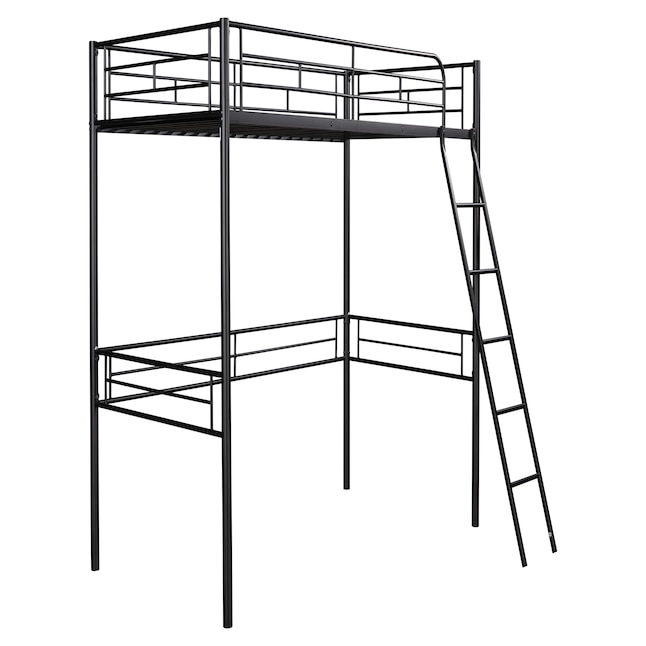 CASAINC Black Twin Contemporary Bed Frame in the Beds department at ...