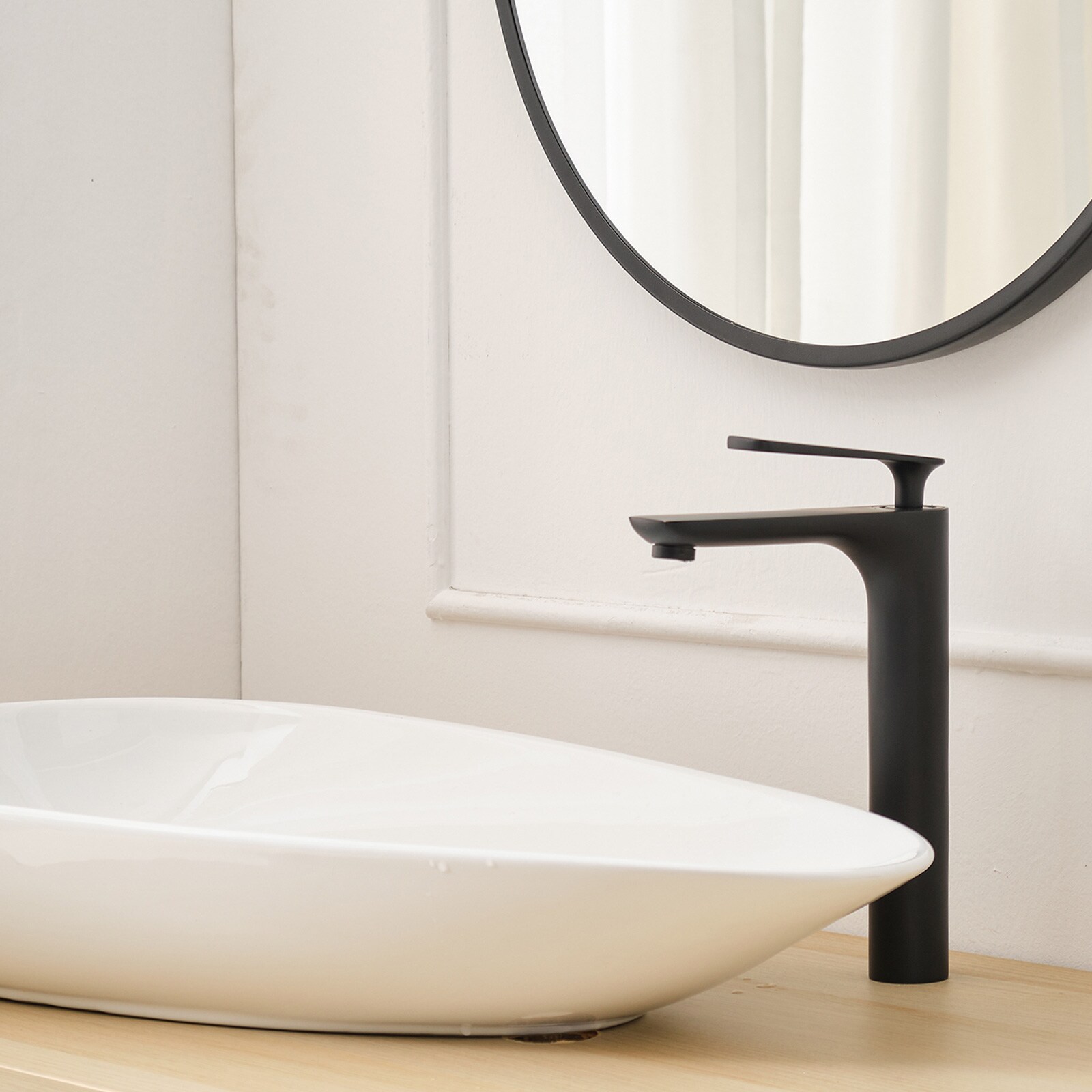 Matte Black Single Handle High Arc Vessel Sink Faucet