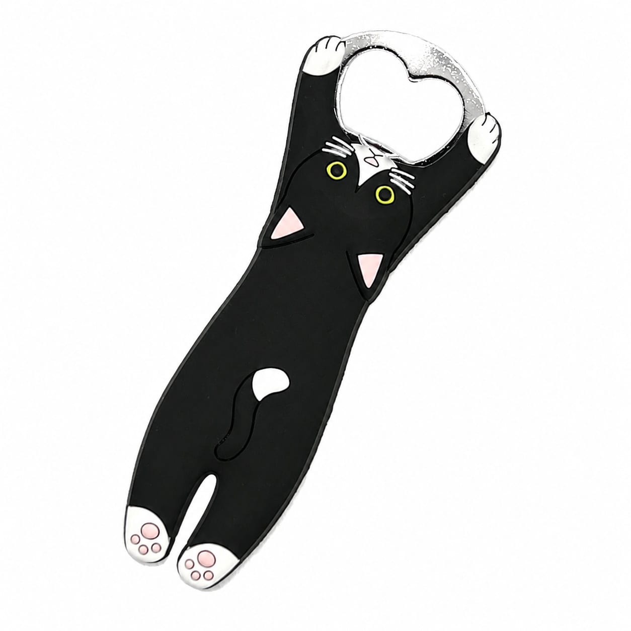 Aoibox  Cat Shaped Magnetic Beer Bottle Opener with Ergonomic Soft Plastic Grip for Kitchen Refrigerator Bar