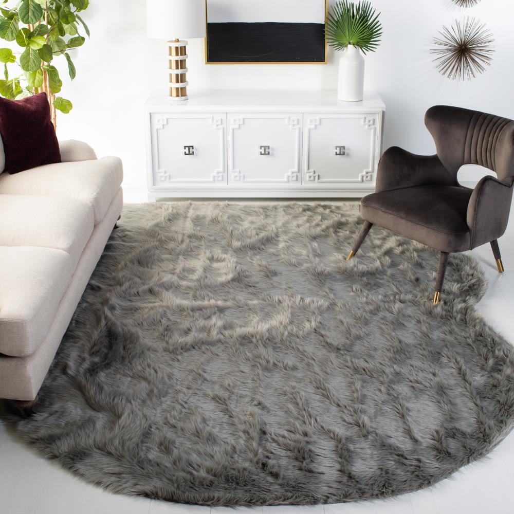 Luxurious Gray Faux Sheepskin 4' x 6' Tufted Area Rug