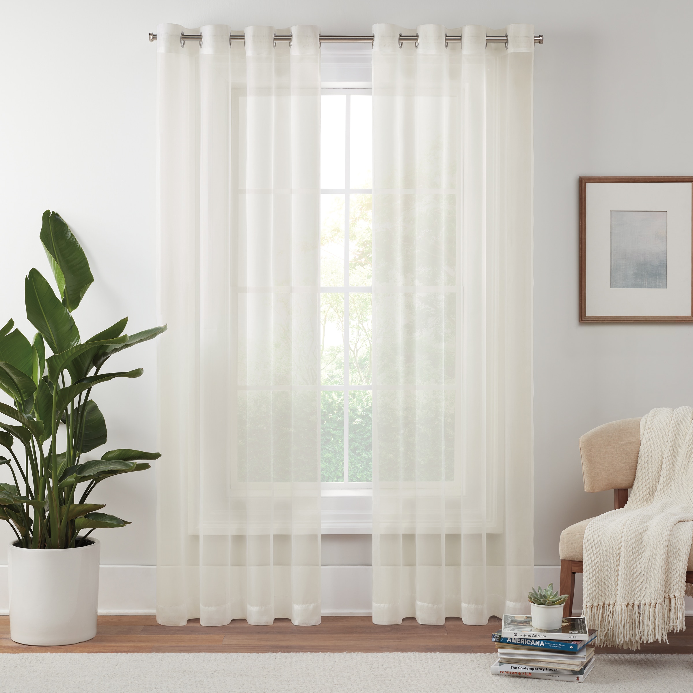 Eclipse 22716803472 63-Inches Ivory Sheer Grommet Single curtain panel