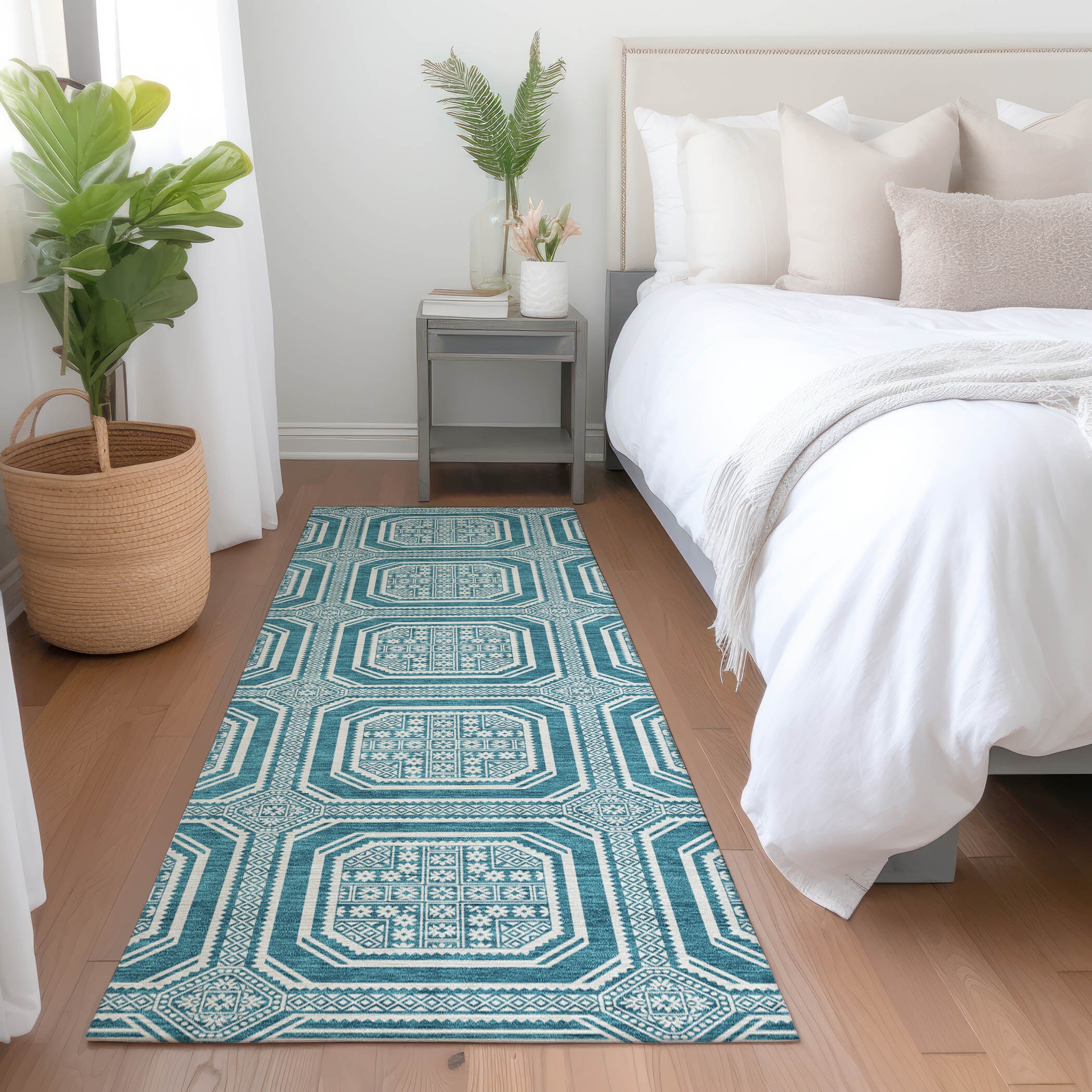 Addison Rugs ACN1463TE2X8 Chantille ACN1463TE 2 x 7 (ft) Polyester Teal Rectangular Indoor/Outdoor Geometric Machine washable Runner rug