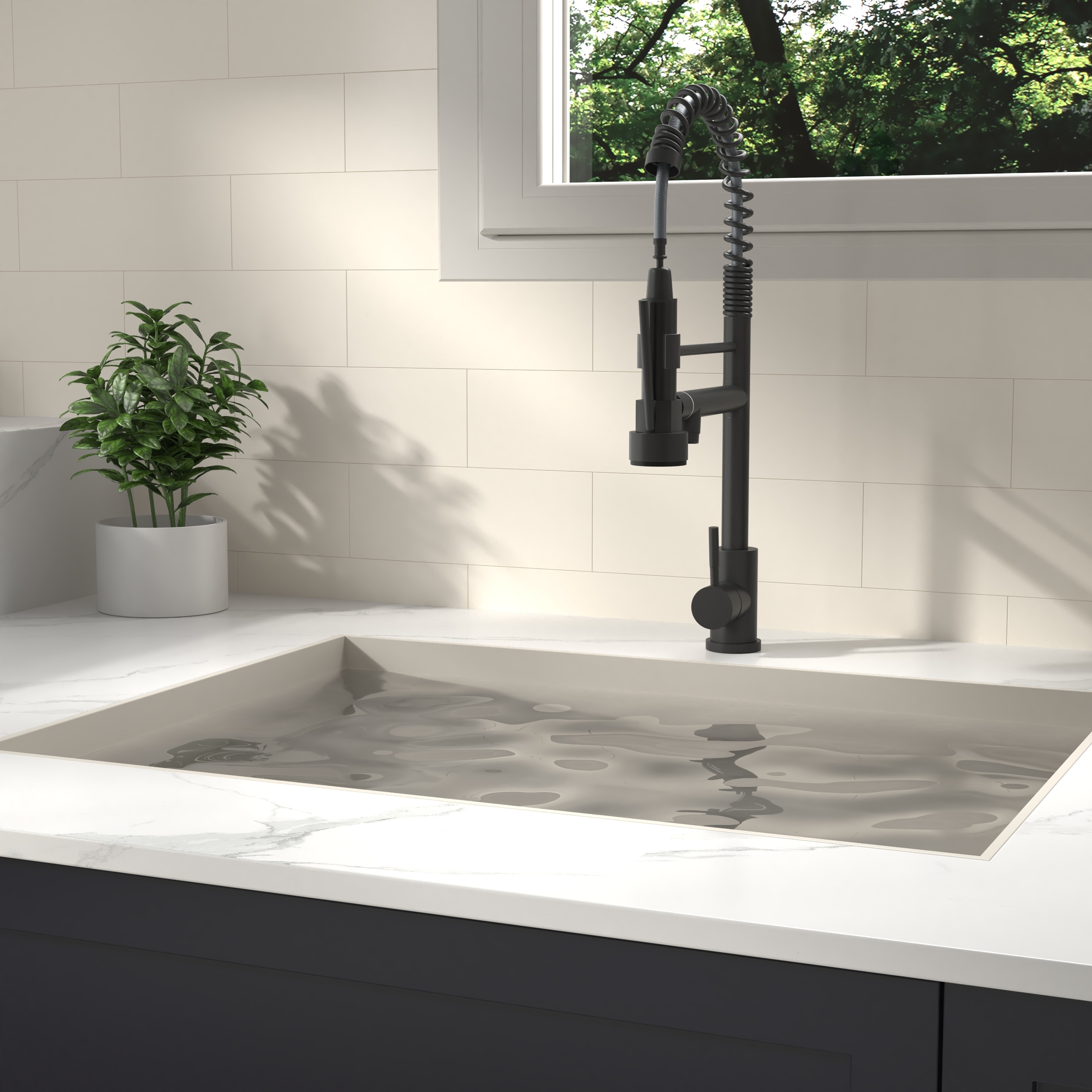 Tatayosi JJ-262363 19 Inch Matte Black Single Handle Kitchen Faucet CUPC Certified