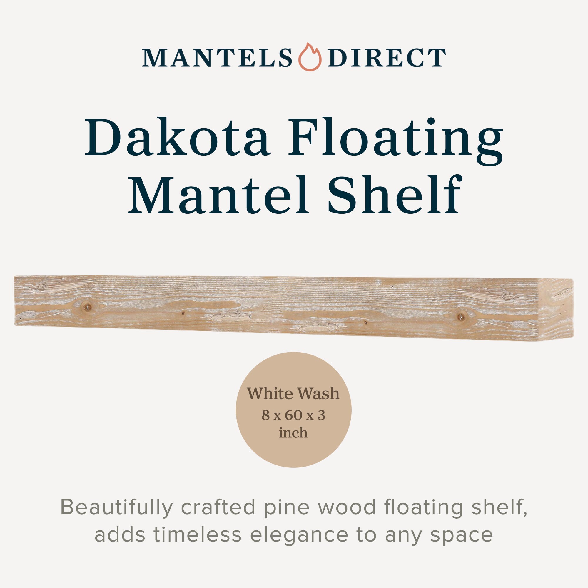 Mantels Direct DAKOTA-60X3-WW Mantel-Shelves - View #3