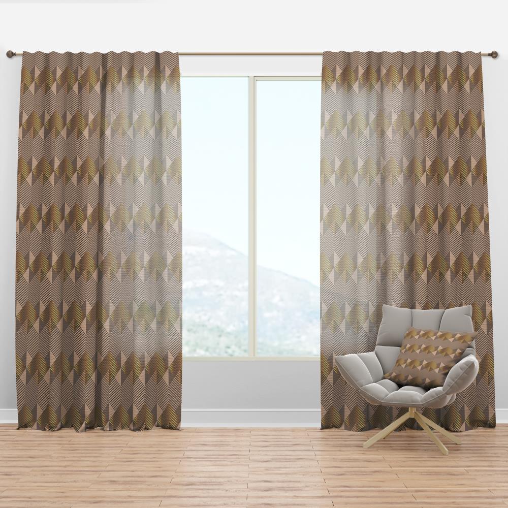 Designart CTN24154-52-95 95-in Brown Abstract Room darkening Thermal lined Rod pocket Single curtain panel