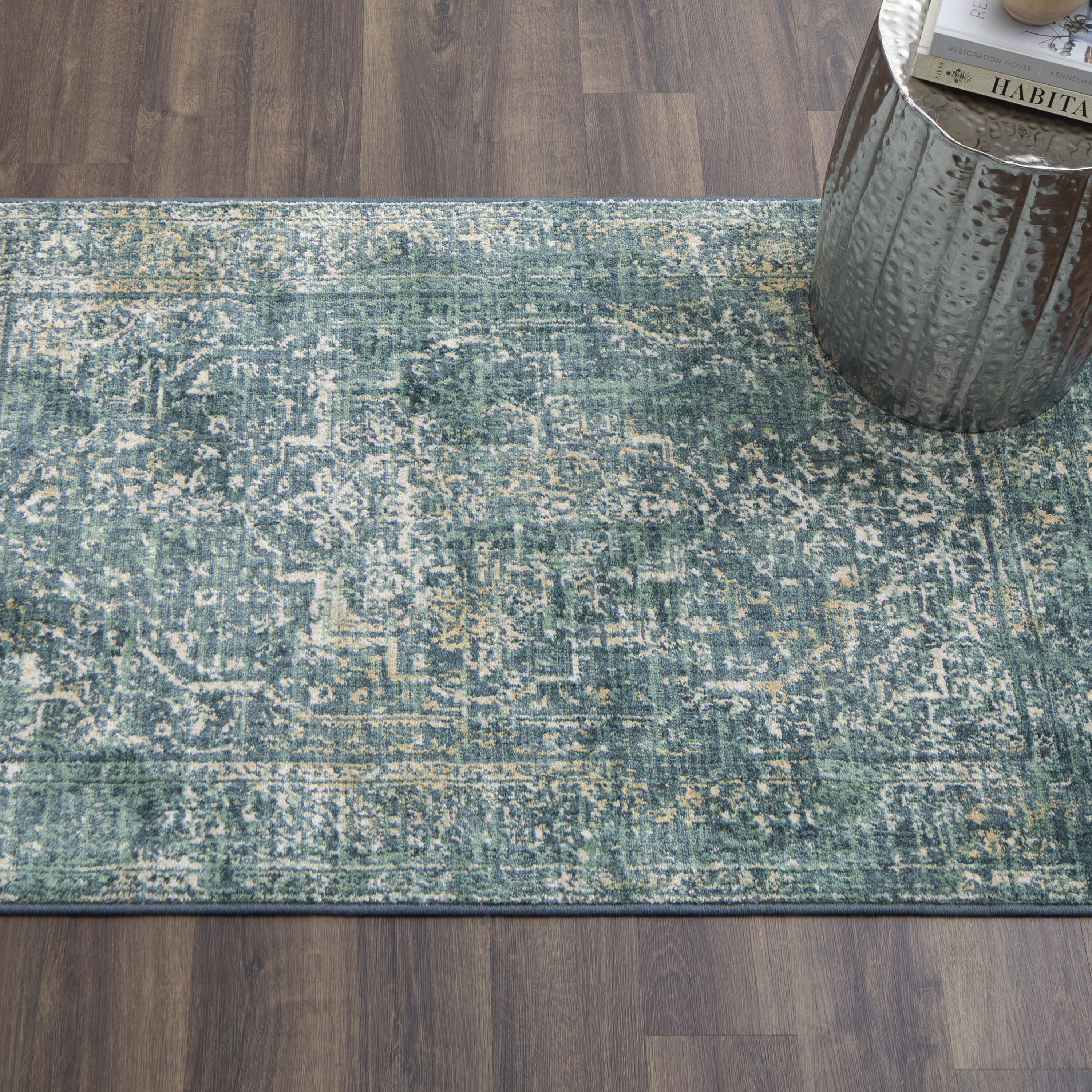 allen + roth with STAINMASTER 2 X 3 (ft) Teal Indoor/Outdoor  Floral/Botanical Throw Rug in the Rugs department at