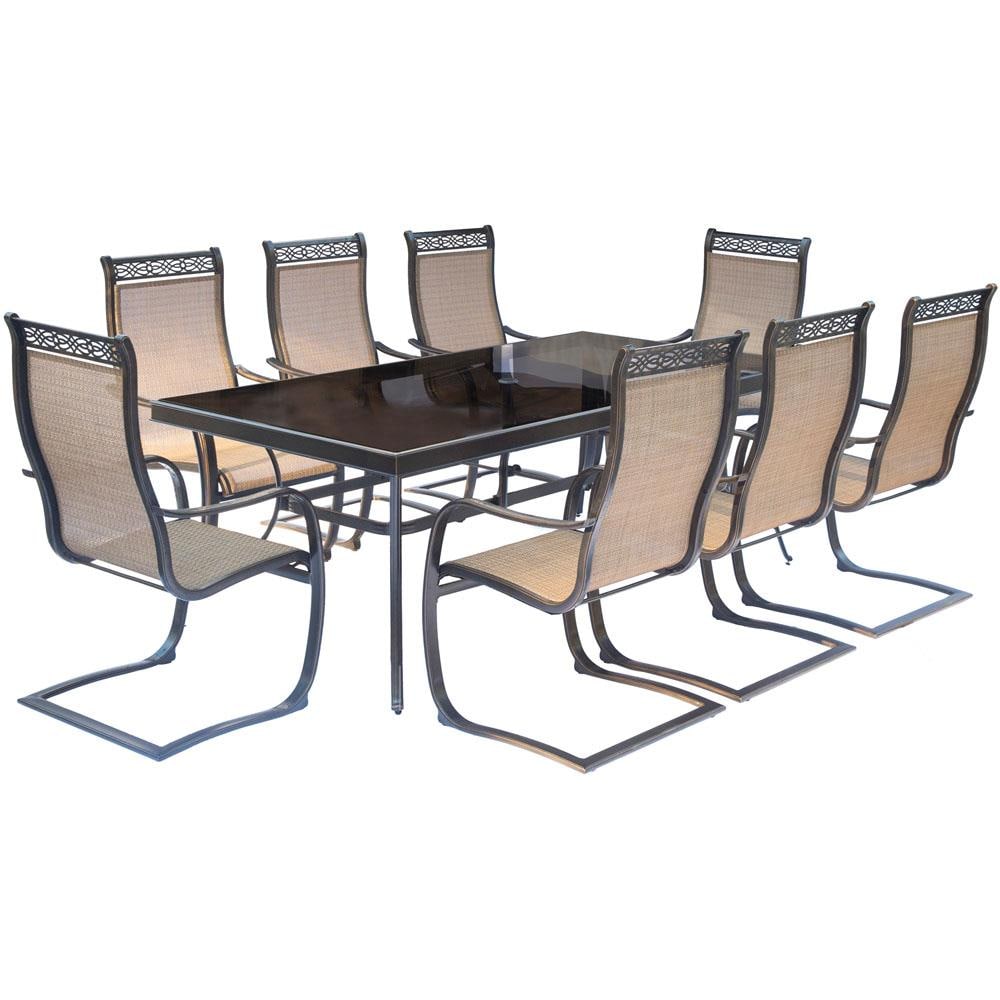 Hanover MONDN9PCSPG Monaco 9-Piece Bronze Patio Dining Set with Tan