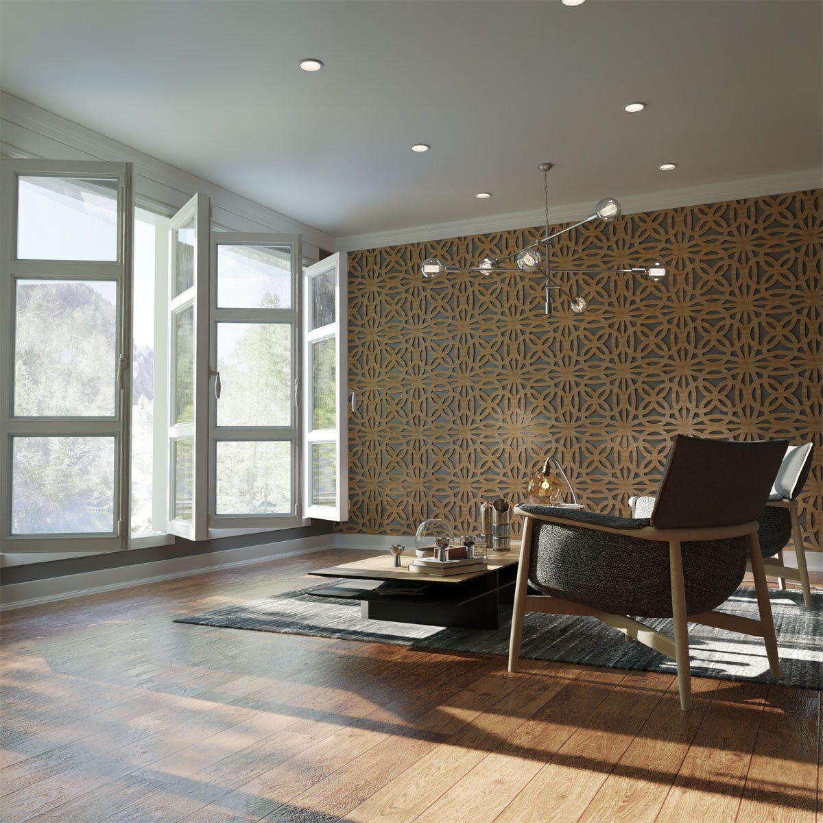 Ekena Millwork WALW16X16X0250BYTHI 15-3/8-in x 15-3/8-in Smooth Paintable/Stainable Wood Fretwork Wall Panel (