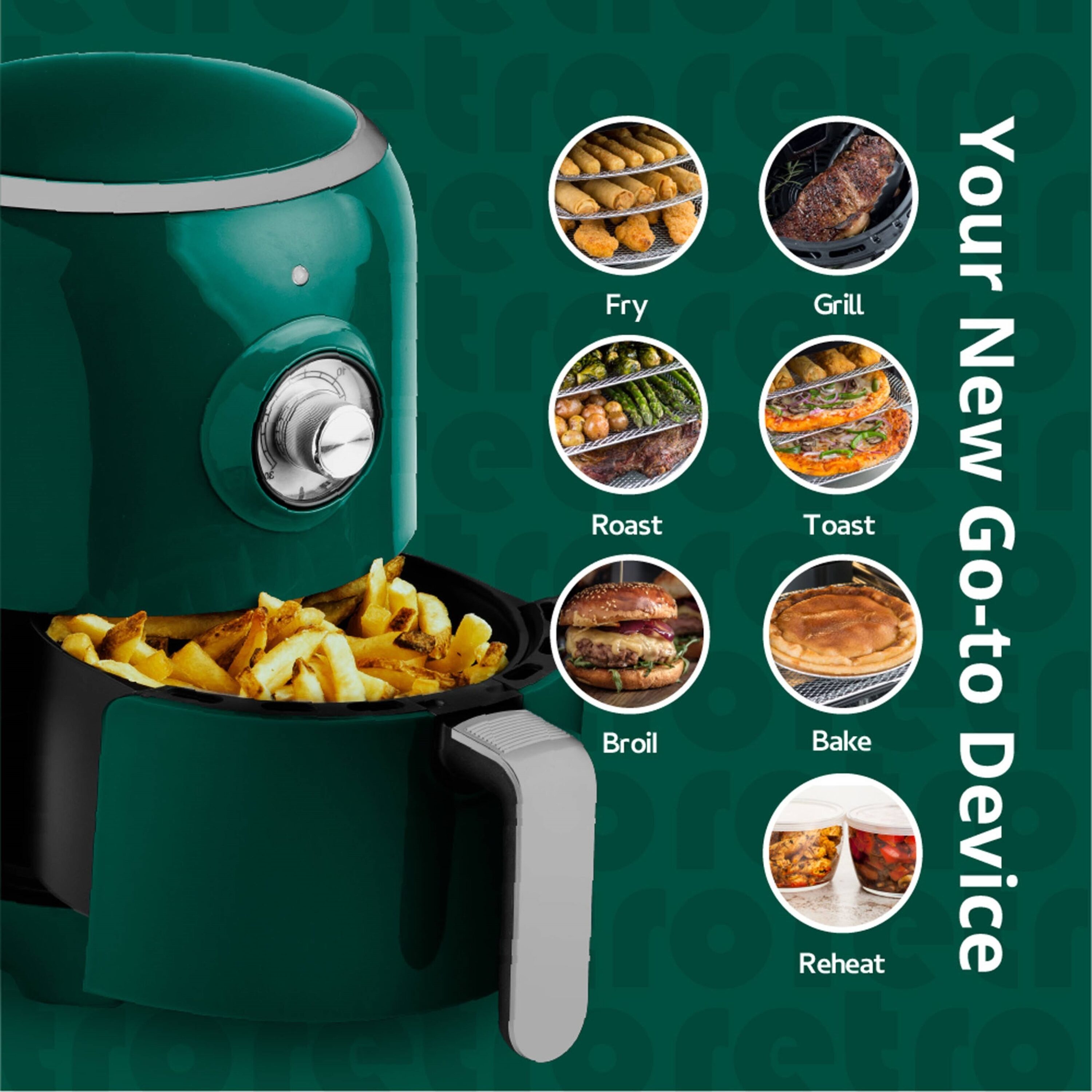 Aria 7 Qt. Ceramic Family-size Air Fryer With Accessories and Full Color  Recipe for sale online