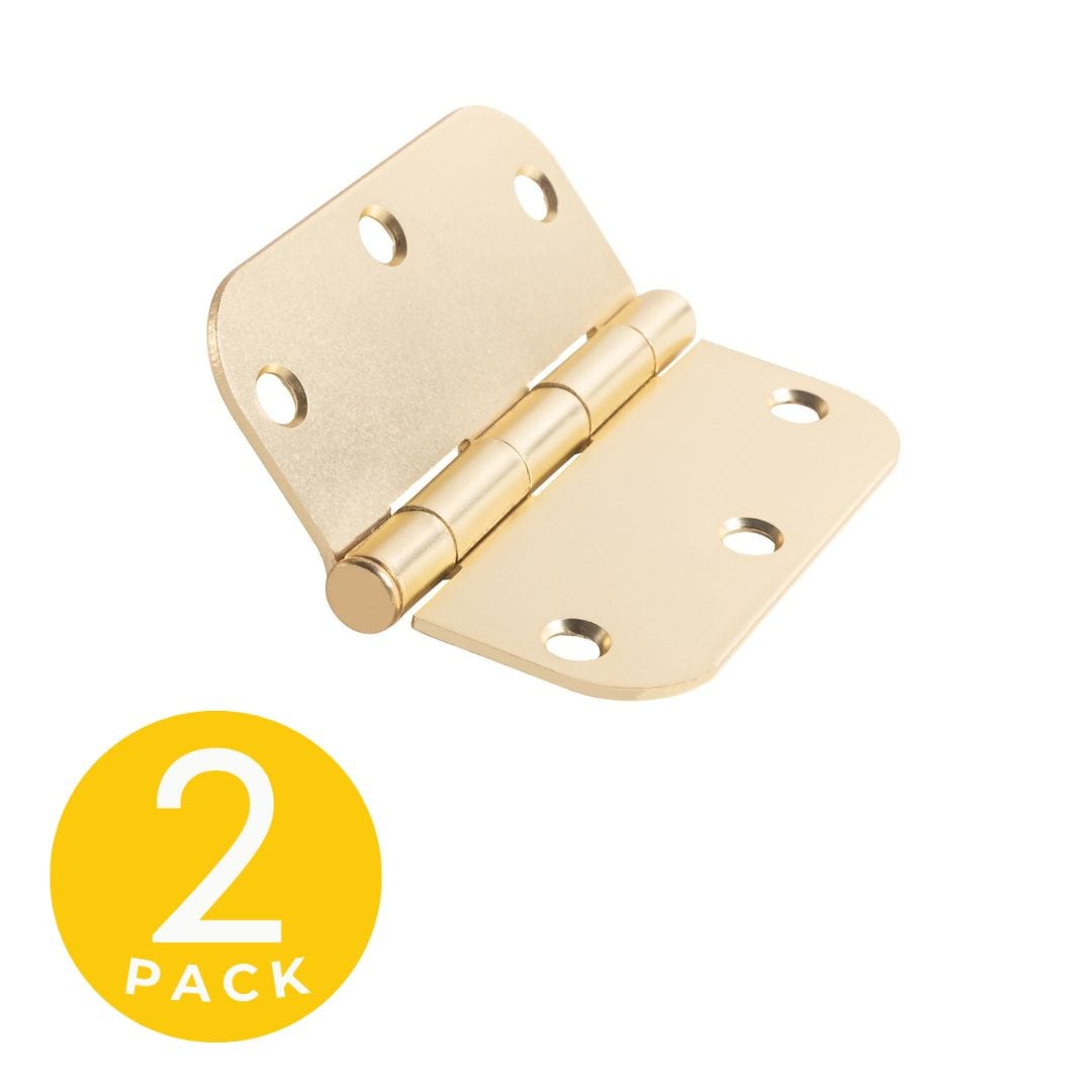 Global Door Controls CP3535-5/8US4-M 3-1/2-in H x 5/8-in Radius Satin Brass Surface mount Interior/Exterior Door Hinge 2 -Pack